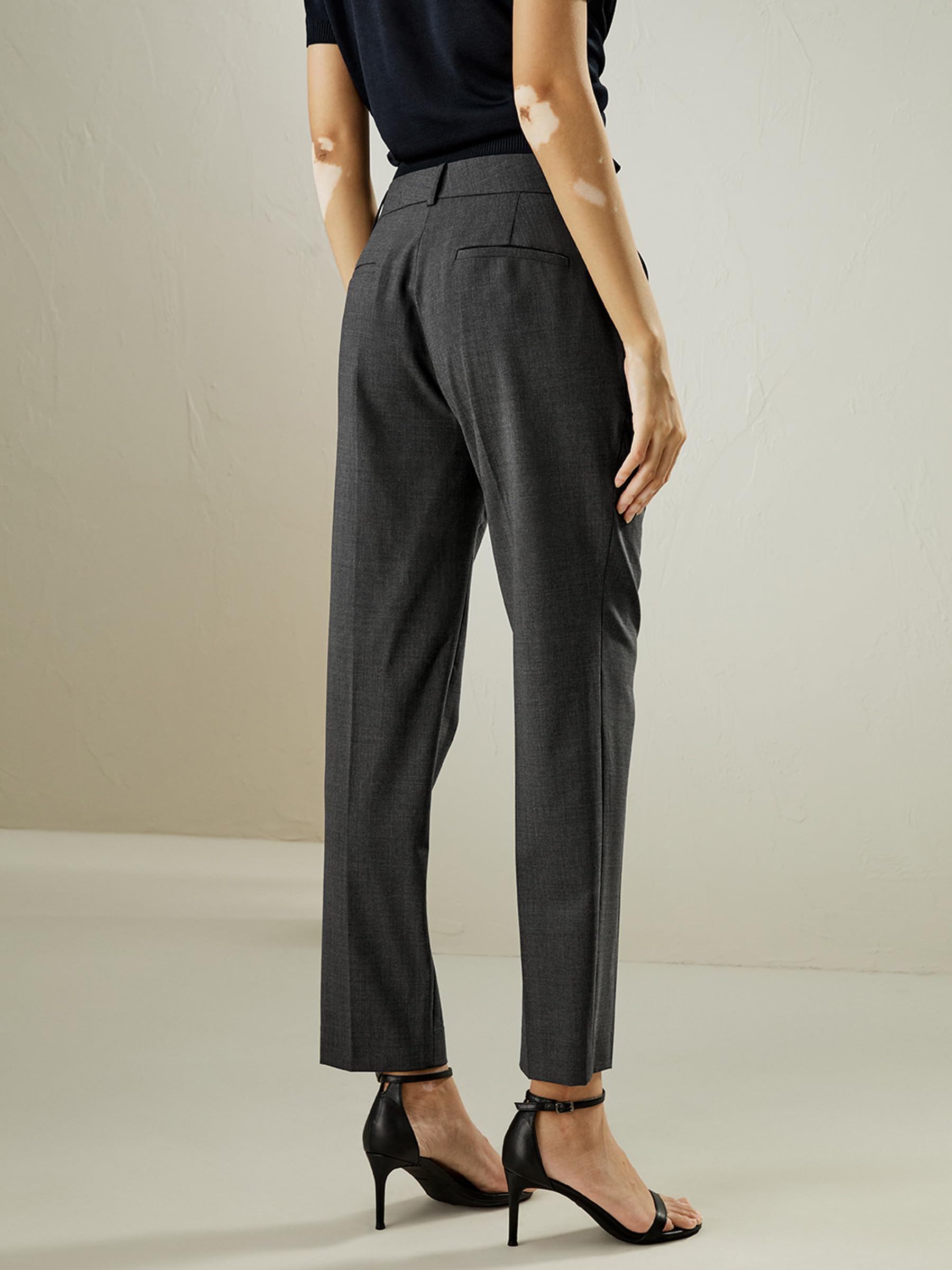 LilySilk Women's 100% Merino Wool Stretch Slim Fit Suit Pants - Luxury Office Work Business Trousers for Professional Women | Perfect for Business Meetings, Office Wear & Formal Occasions