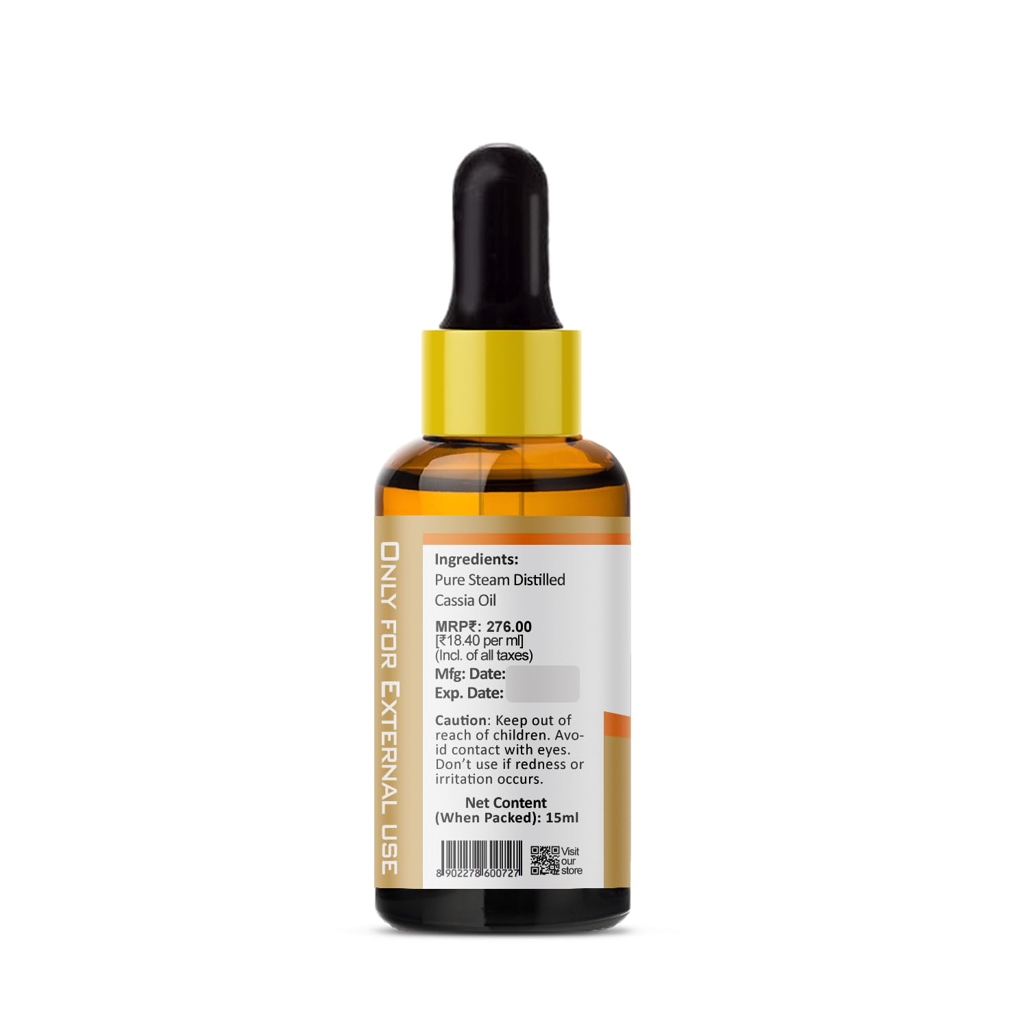 PRZ Pure Natural Cassia Essential Oil for Skin Care & Hair Care - 15ml Bottle, Aromatherapy, Massage & DIY Beauty Recipes