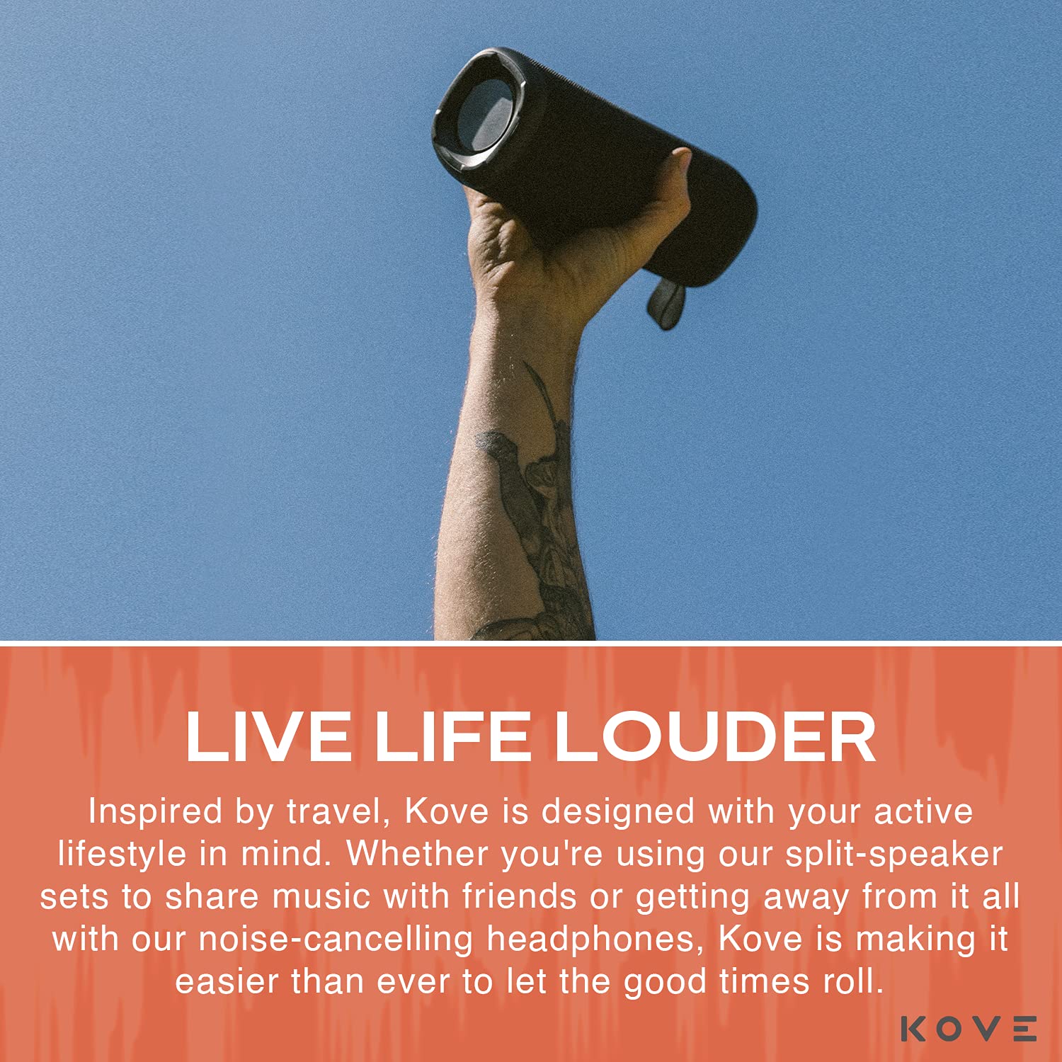 KOVE Commuter 2 Bluetooth Speaker - Portable Wireless Speaker with HD Sound, Deep Bass, Built-in Mic & IPX7 Waterproof for Home, Outdoor, Travel | Perfect for Pool Parties, Camping & Beach Adventures