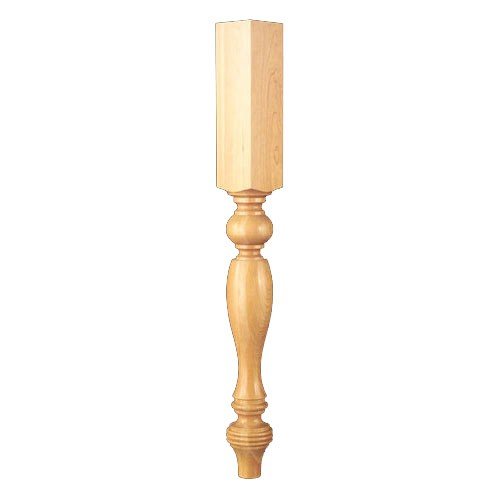 French Country Plain Island Column with Foot - Solid Cherry Wood Kitchen Island Legs for Farmhouse & Rustic Home Decor - Perfect for Dining Room, Kitchen, or Entryway Furniture