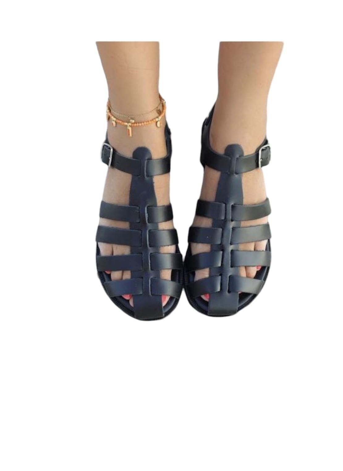 Handmade Greek Leather Fisherman Sandals for Women – Soft Barefoot Gladiator Sandals with Buckles & Anti-Slip Rubber Sole | Traditional Greek Craftsmanship | Perfect for Beach, Vacation & Boho Fashion (US7, Black)
