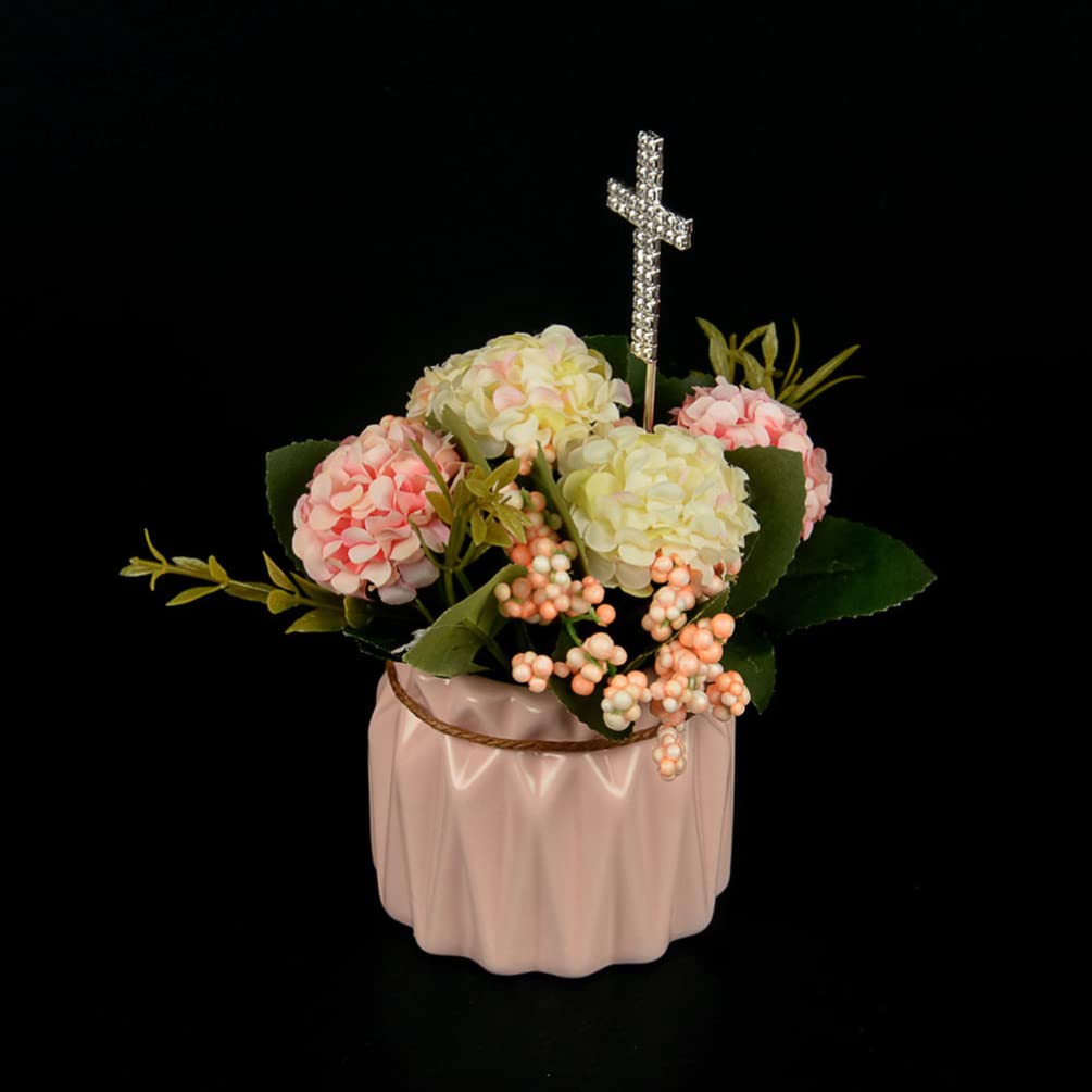 2pcs Elegant Rhinestone Cross Cake Toppers - Fruit Picks for Cupcake Decorations | Perfect for Baptism, Wedding, and Birthday Party Celebrations