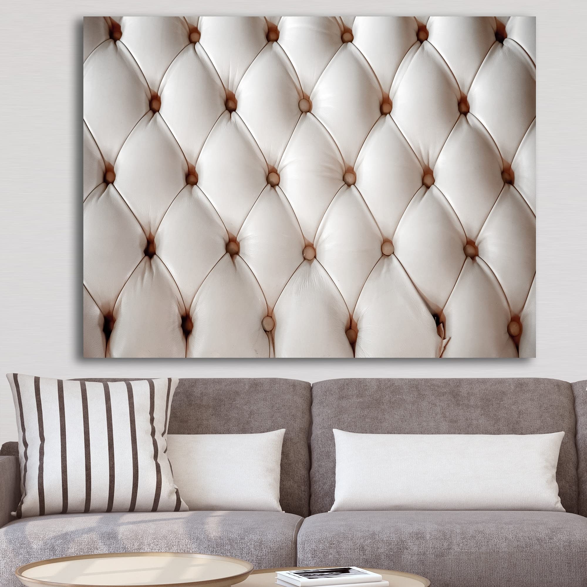 Designart Diamond Shaped Leather Couch Canvas Wall Art Print - Modern Contemporary Abstract Painting 46x36 Inches Multi-Color - Perfect for Living Room, Bedroom & Office Decor