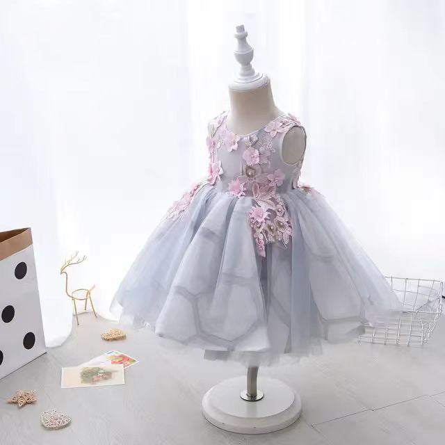 Adorable Baby Girl Puffy Sleeve Floral Dress - Toddler Princess Birthday Party Outfit for Special Occasions & Photo Shoots