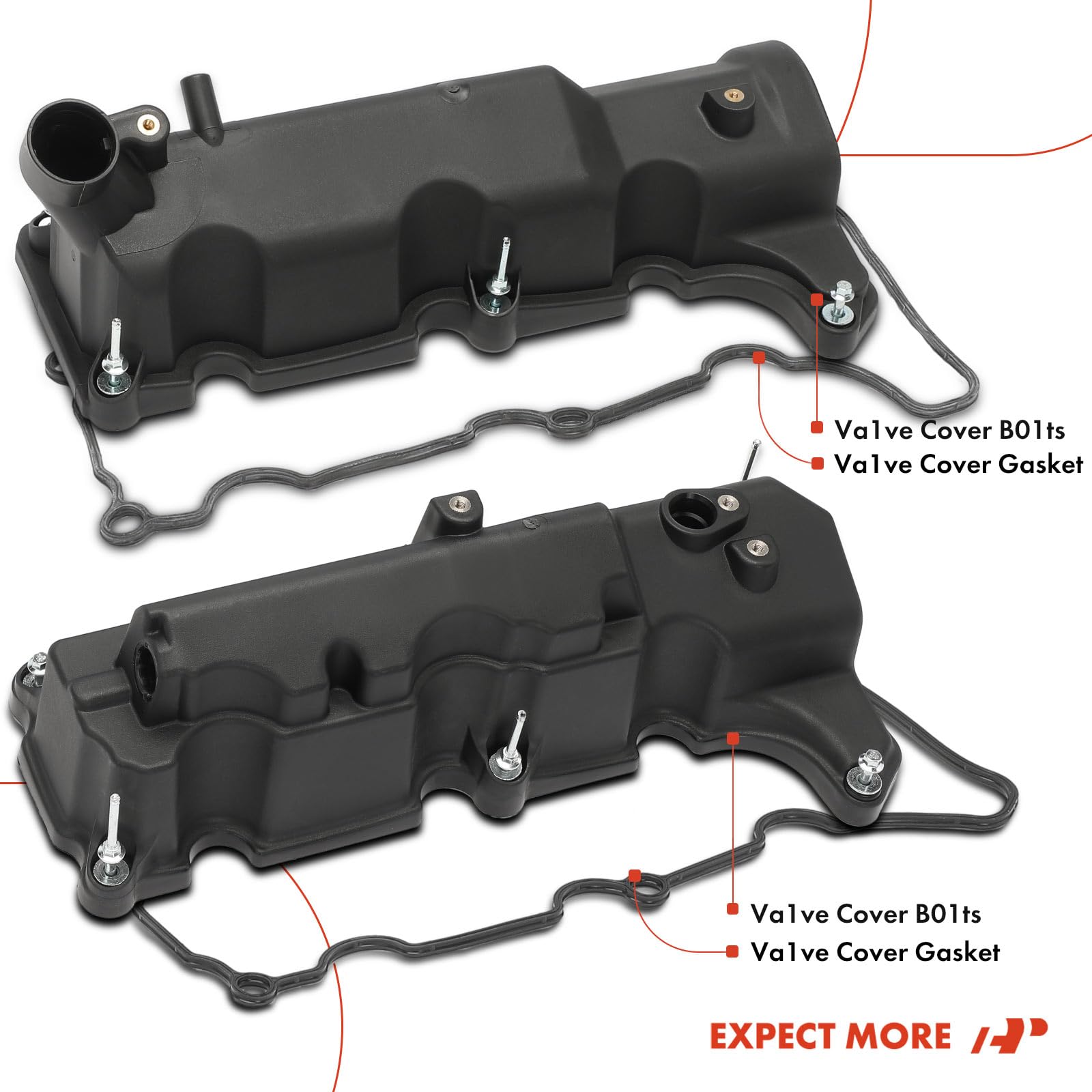 Premium Left & Right Engine Valve Cover with Gasket & Bolts - Compatible with Ford Explorer 2002-2003, Explorer Sport/Sport Trac/Ranger 2001-2003 & Mercury Mountaineer 2002-2003 (4.0L V6) - Durable Replacement Part for Engine Repair & Maintenance