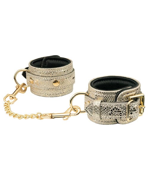 Premium Spartacus Wrist Restraints with Soft Leather Lining - White Snakeskin Microfiber Cuffs for BDSM, Bondage & Role Play - Perfect for Couples & Sensual Play
