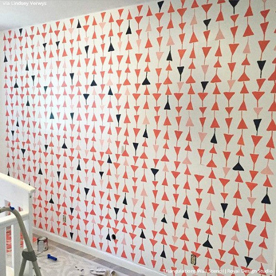 Triangulations Wall Stencil - Geometric Triangle Pattern Painting Template for DIY Home Decor | Perfect for Accent Walls, Bedrooms & Living Rooms