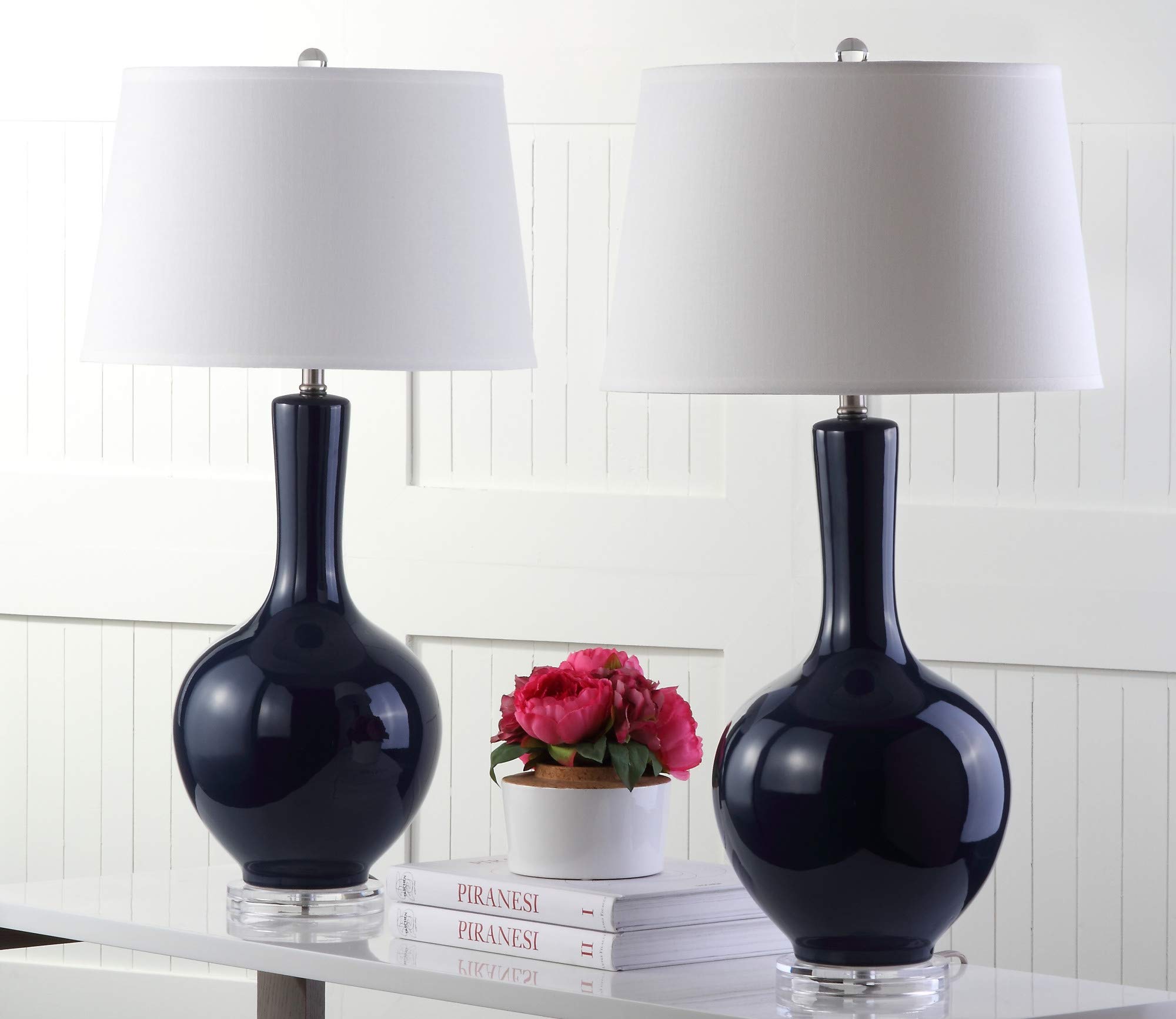 SAFAVIEH Blanche Modern Navy Ceramic Table Lamp Set of 2 - 32
