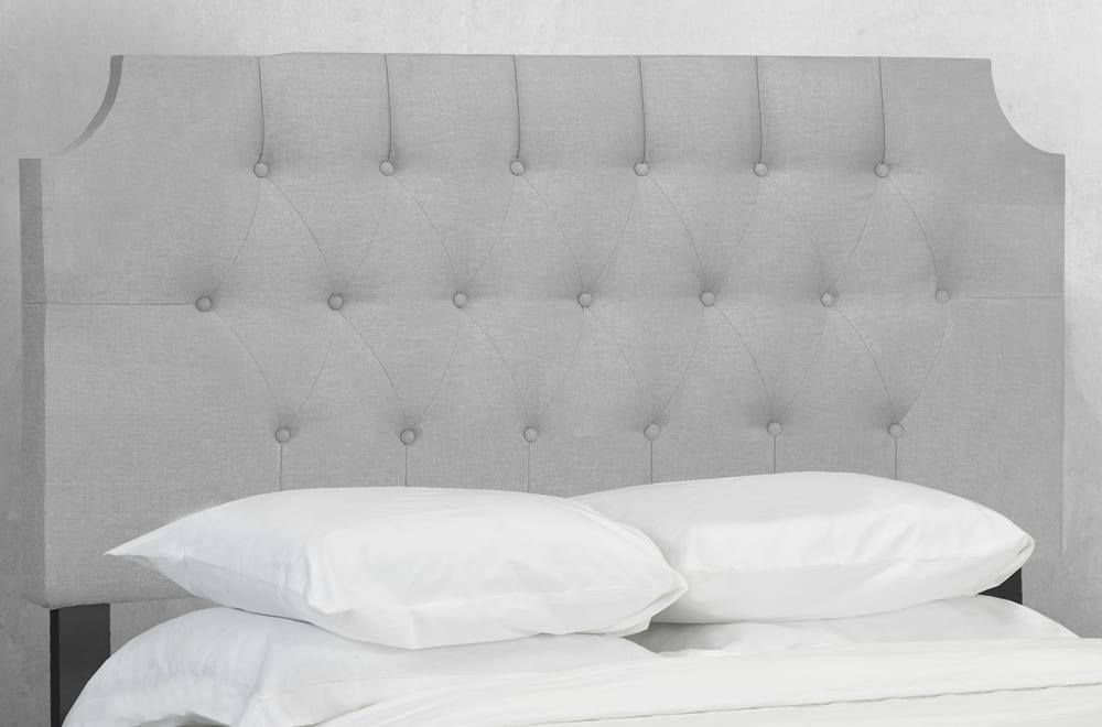 Luxury Button Tufted Upholstered Headboard with Elegant Carved Corners - Queen Size Bed Frame Accent for Master Bedroom Decor