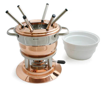 Premium Swissmar Lausanne 11-Piece Copper Fondue Set - Elegant Cheese & Chocolate Fondue Pot for Dinner Parties, Romantic Dates & Family Gatherings