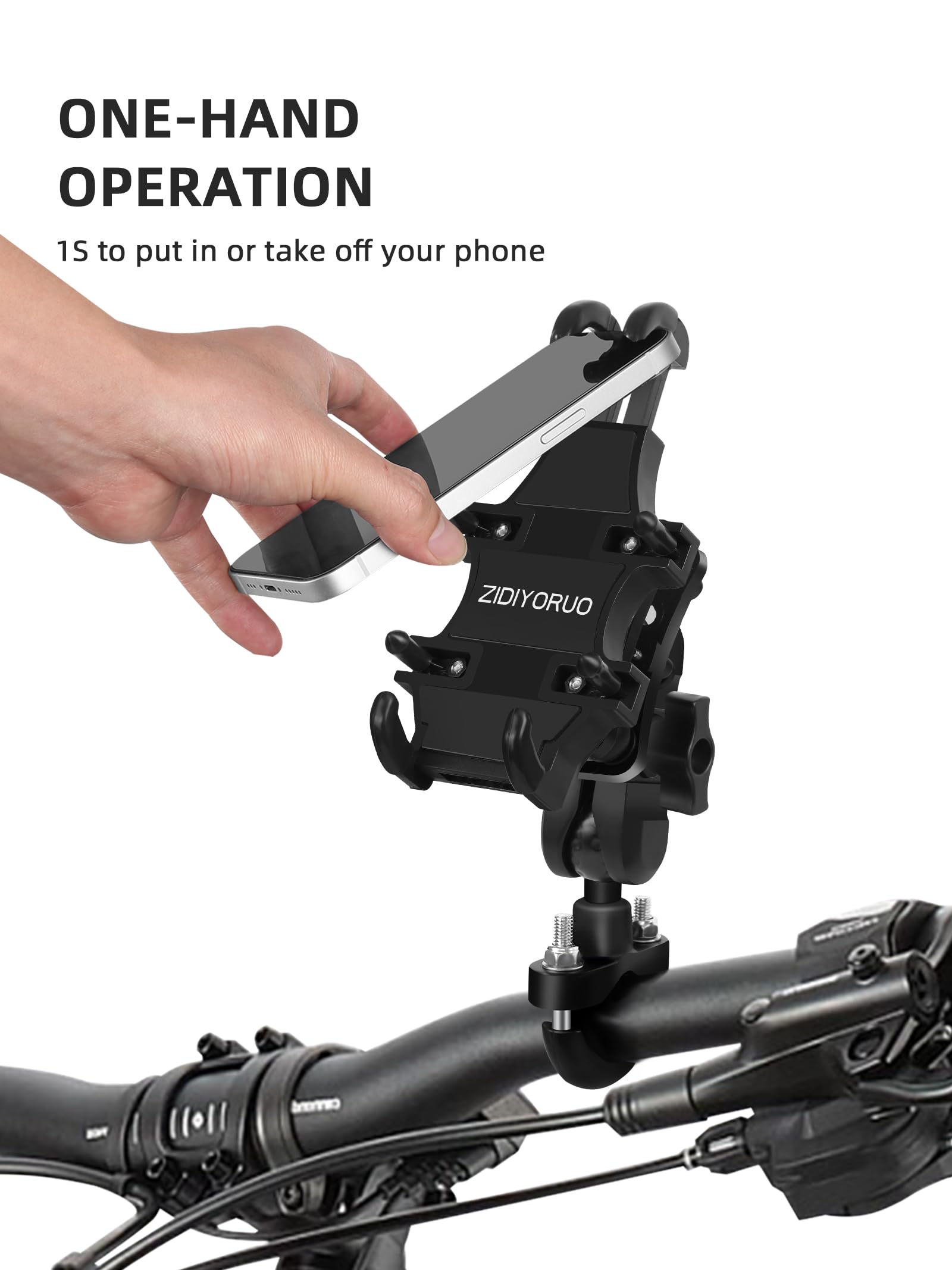 Motorcycle Phone Mount with Vibration Dampener - Universal Bike Phone Holder for 4.7