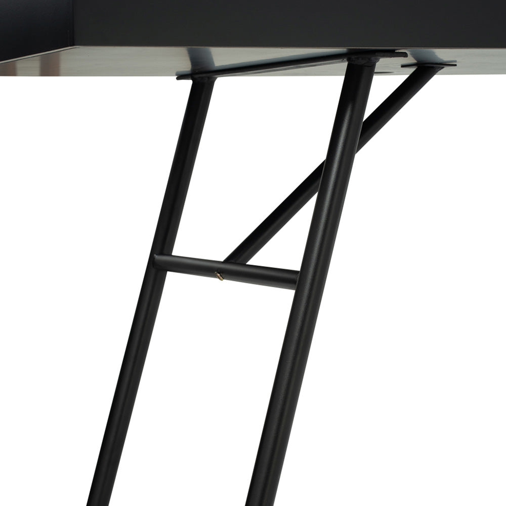 MORSE 140cm Study Desk - Black & Oak Finish, Modern Home Office Desk for Students & Professionals, Perfect for Small Spaces & Dorm Rooms