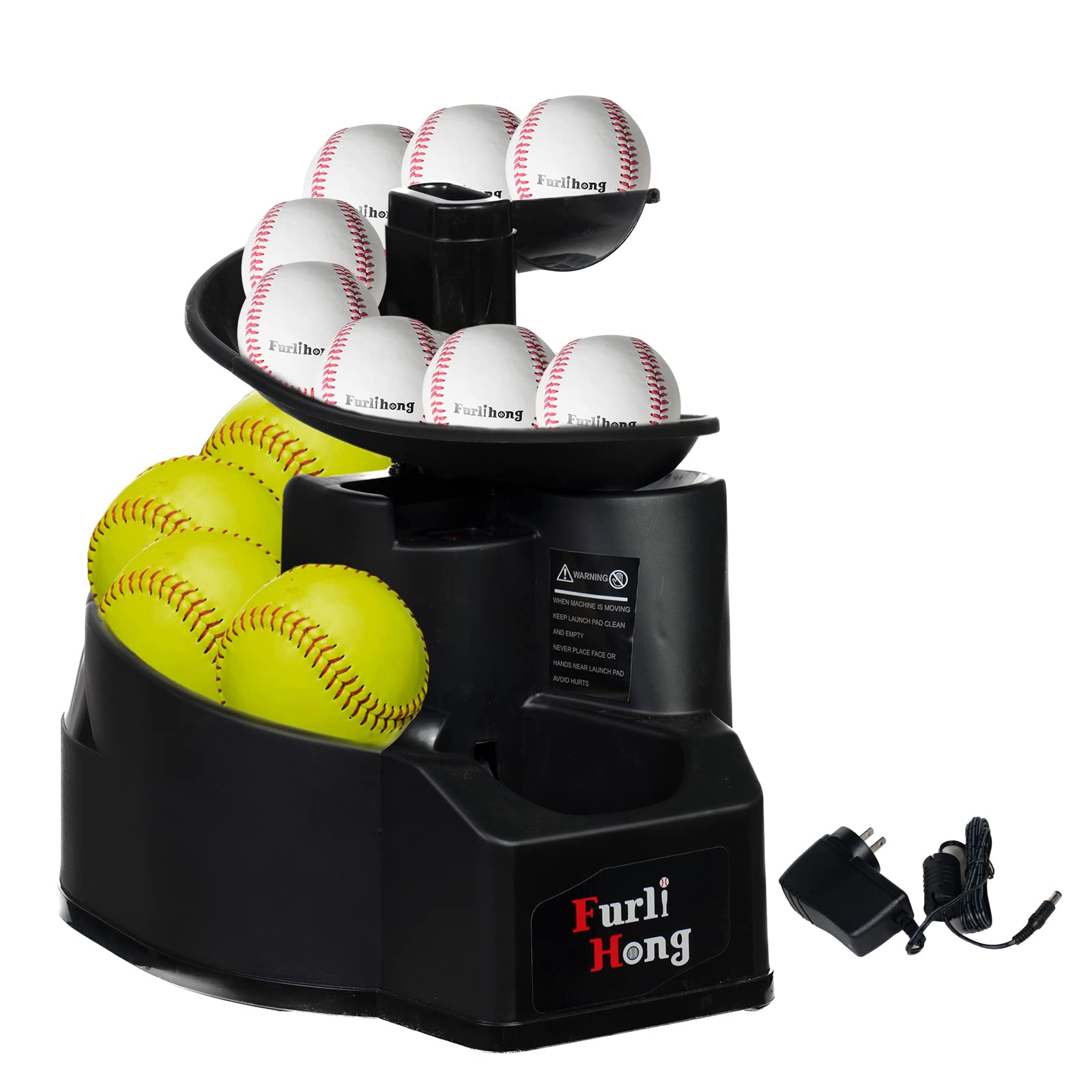 Rechargeable Baseball & Softball Pitching Machine with Extendable Ball Stacker - Adjustable Height for Regulation Baseballs, Softballs & Dimpled Balls - Perfect for Batting Practice & Baseball Training at Home, Field or Cage