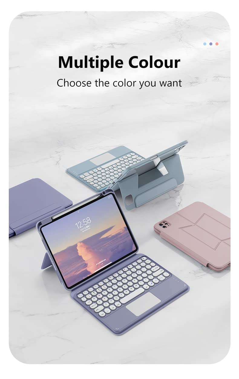 iPad Mini 7 (A17 Pro)/Mini 6th Gen Keyboard Case with Detachable Magnetic Trackpad & Pencil Holder - Pink Clear Protective Shell Cover | Perfect for Work, Travel & Home Office Use