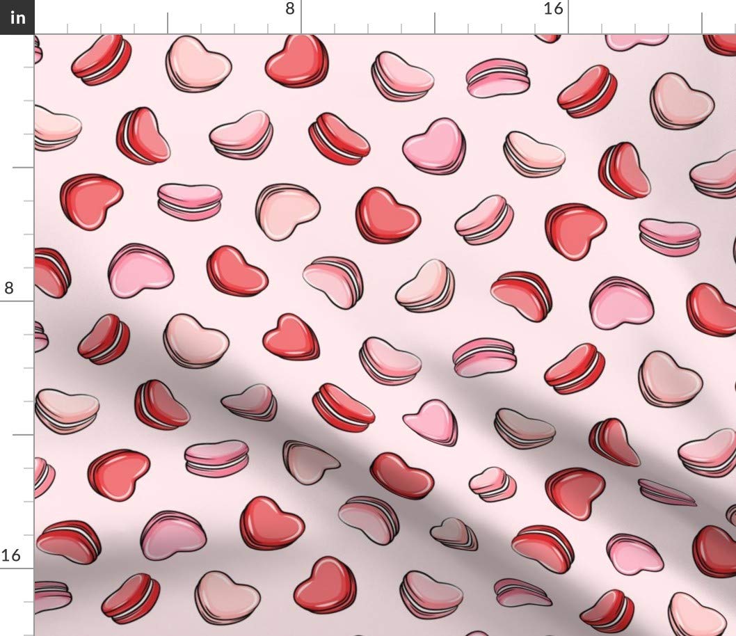 Heart Macarons Valentine's Day Printed Cotton Fabric - Pink Hearts Love Cookies Design on Petal Signature Cotton, Fat Quarter for Sewing, Quilting, Apparel & Crafts | Perfect for DIY Valentine Gifts, Home Decor & Fashion Accessories