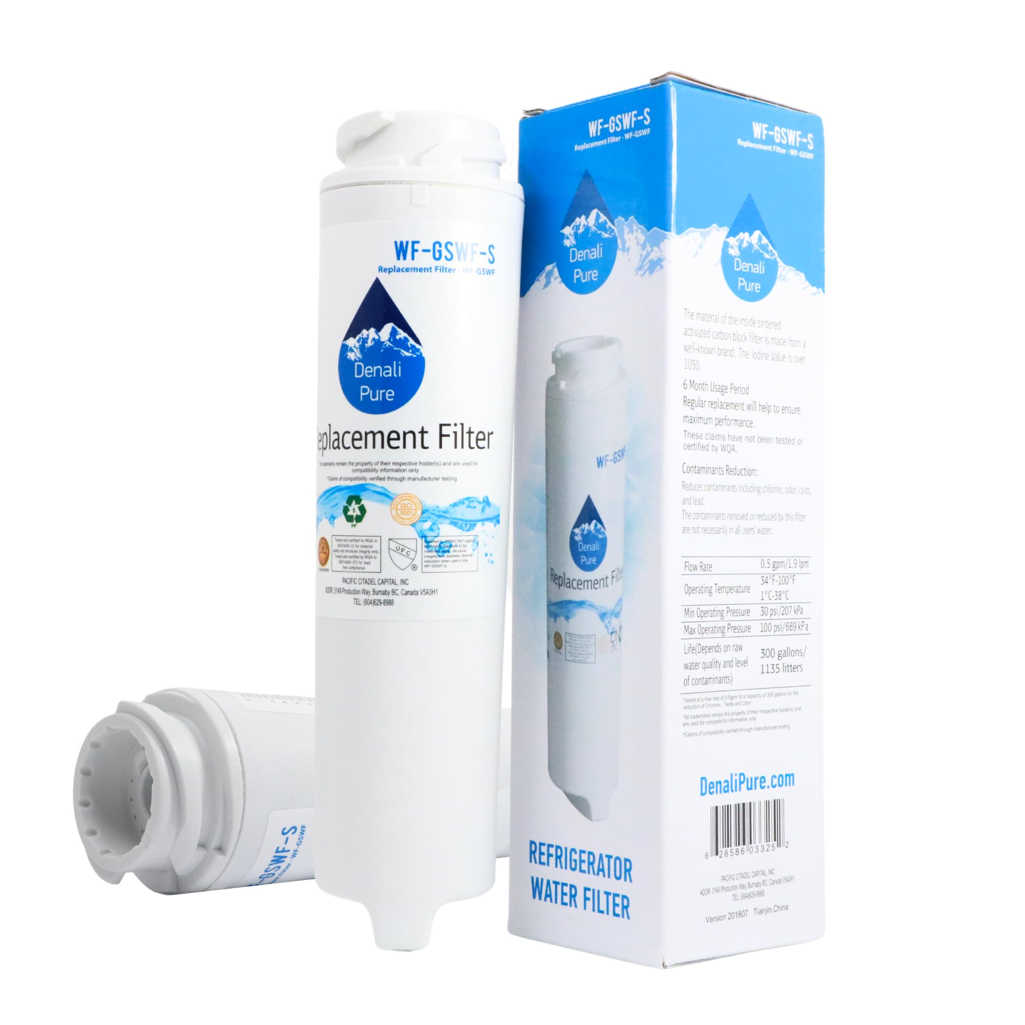 GE Refrigerator Water Filter Replacement - Compatible with General Electric PTS25LHSCRWW & GSWF Models - Pure Drinking Water for Home, Office, and RV Use