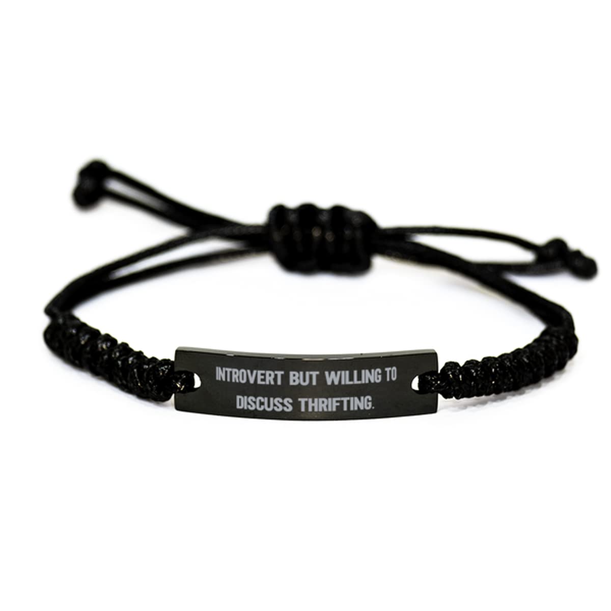 Affordable Thrifting Gifts for Introverts - Black Rope Bracelet for Friends | Unique Holiday Present for Thrift Lovers | Perfect for Casual Wear & Gift Giving