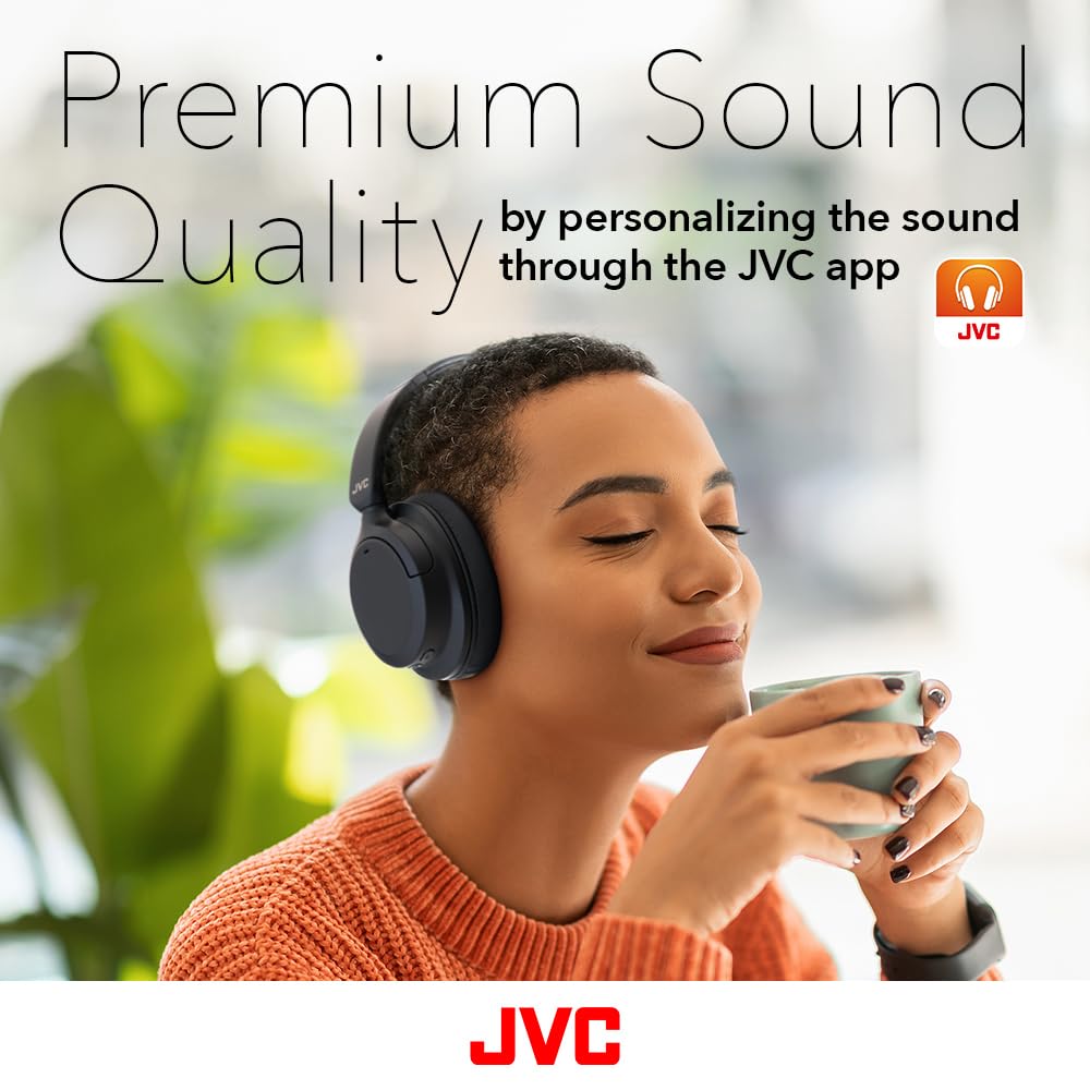 JVC HAS95N Hybrid Active Noise Cancelling Wireless Headphones - Bluetooth 5.3 Over-Ear Headset with 50HR Battery, Dual Mic & Voice Assistant | Perfect for Travel, Office & Commuting | Detachable Cable & Comfortable Long-Wear Design