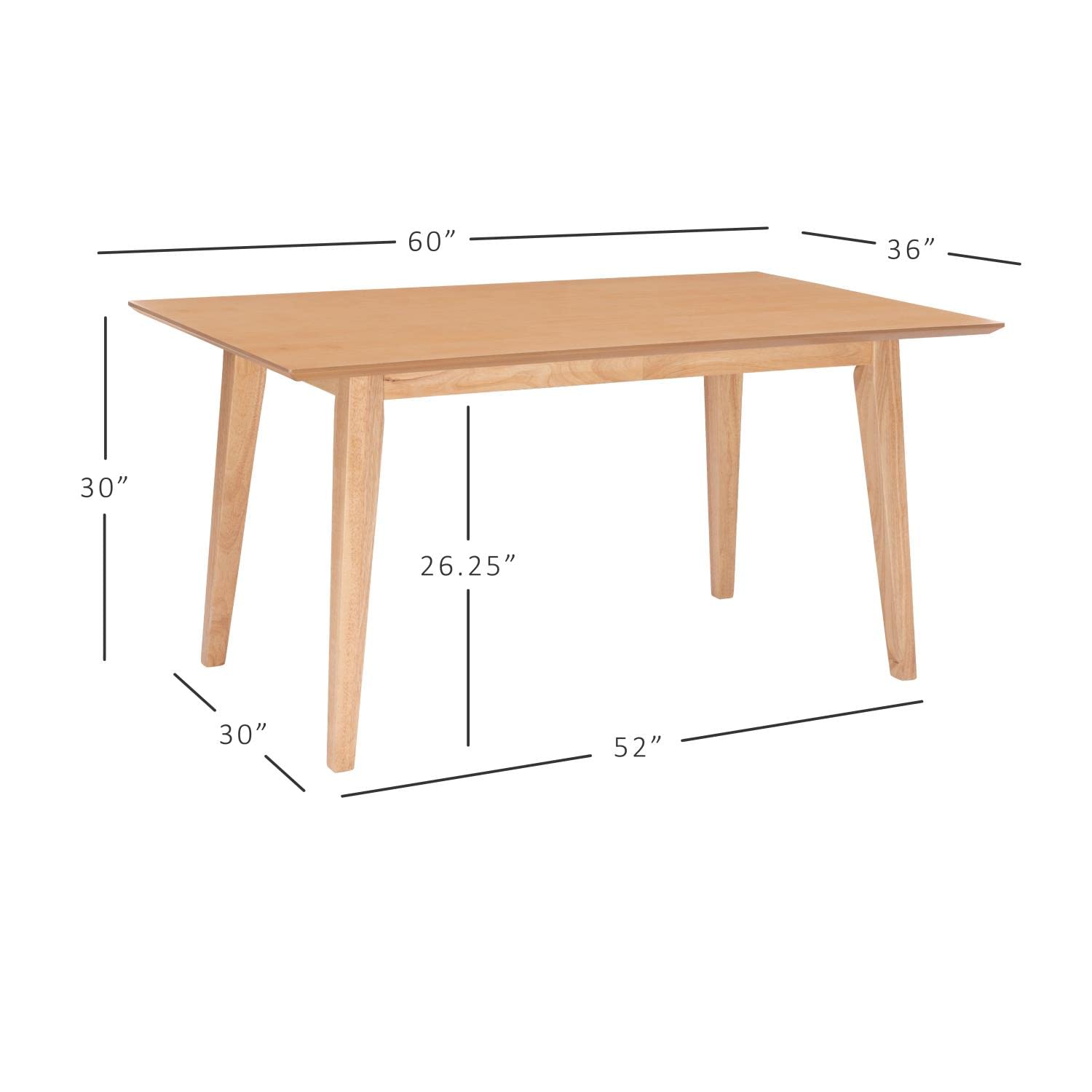 Powell Cadence Solid Wood Dining Table - Natural Finish - Modern Farmhouse Style for Kitchen, Dining Room & Entertaining