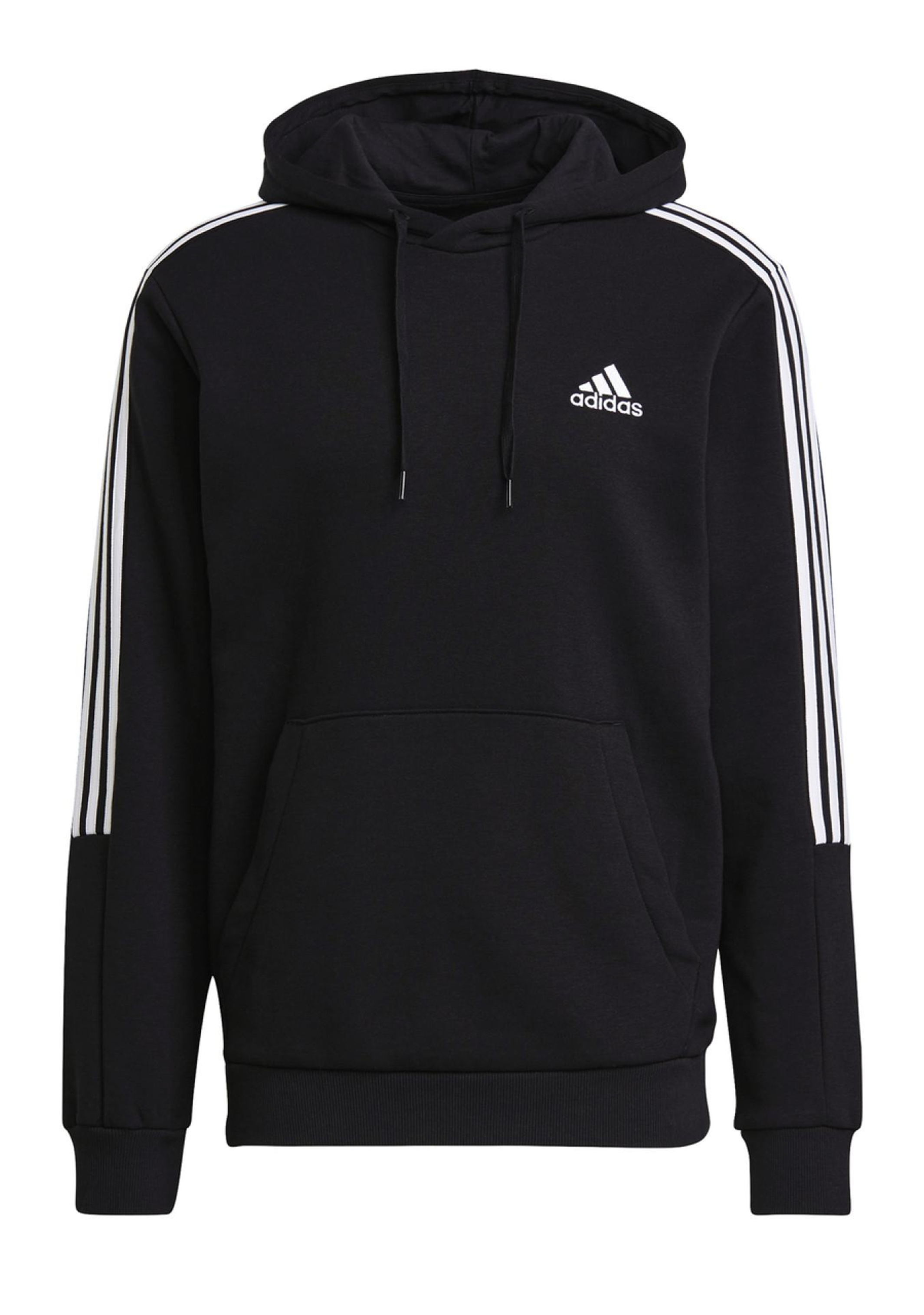Adidas Men's Essentials Fleece Hoodie with 3 Stripes - Soft & Warm Pullover for Casual Wear, Gym, and Outdoor Activities