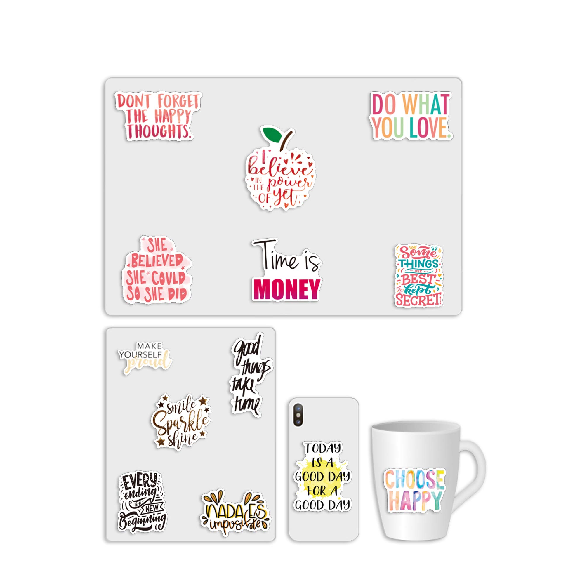 100pcs Motivational Stickers Pack - Inspirational Positive Affirmation Vinyl Decals for Water Bottles, Laptops, Notebooks | Waterproof Encouragement Stickers for Students, Teachers, Employees | Perfect for School, Office, Daily Motivation & Self-Care