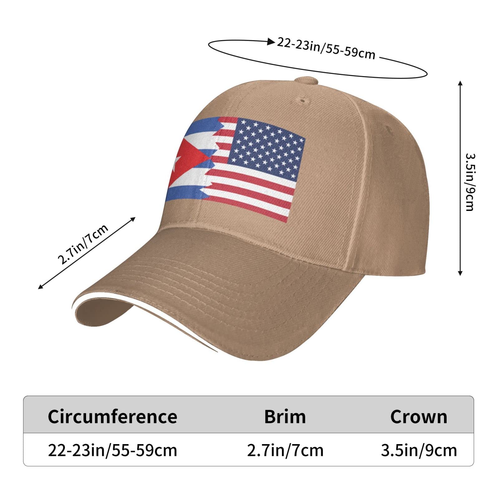 American & Cuban Flag Baseball Cap - Adjustable Trucker Hat for Golf, Outdoor & Casual Wear - Patriotic Style for Sports & Everyday Use