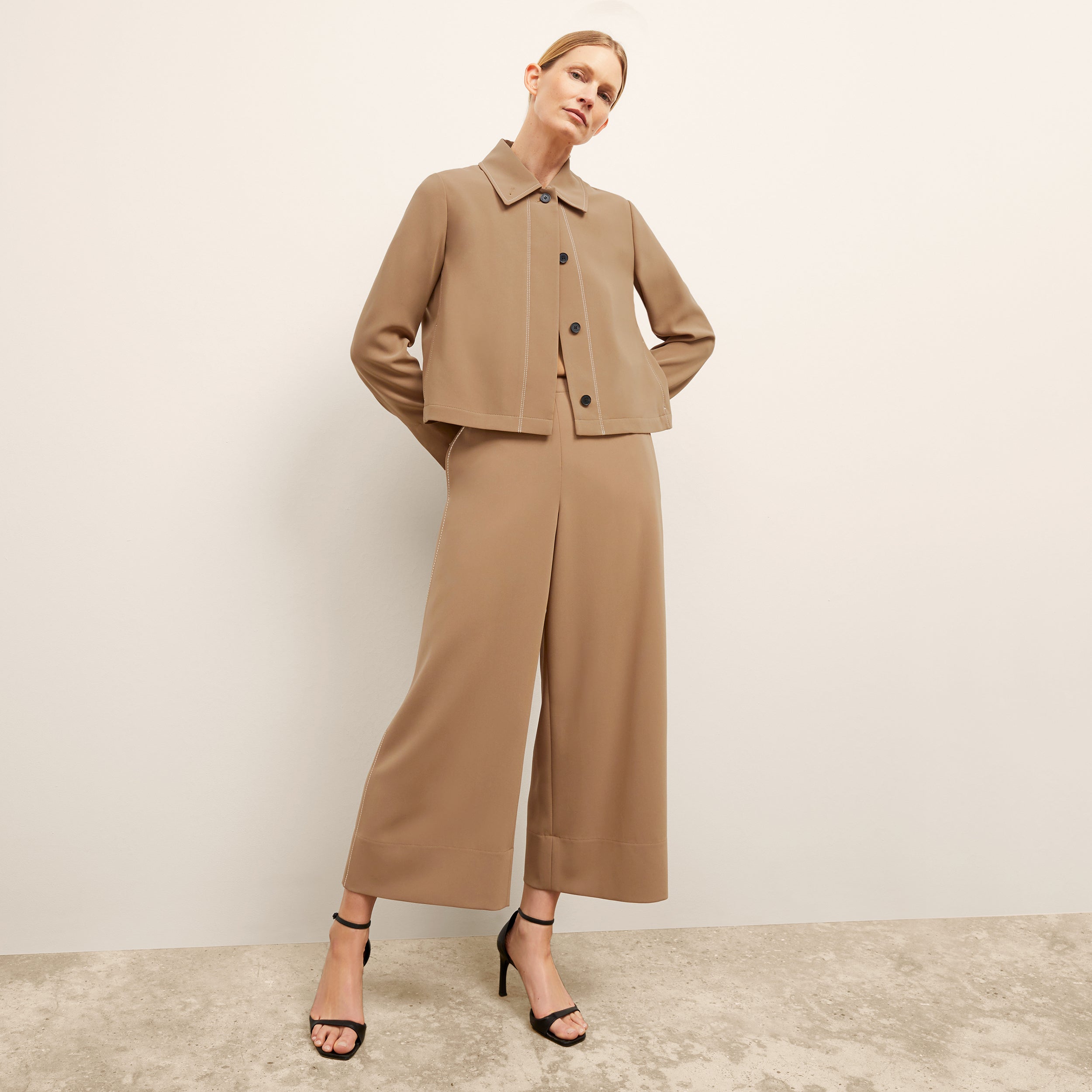 Elena Travel Culotte Pants - Everyday Comfort in Soft Crepe Fabric with Light Saddle Color | Perfect for Work, Travel & Casual Wear