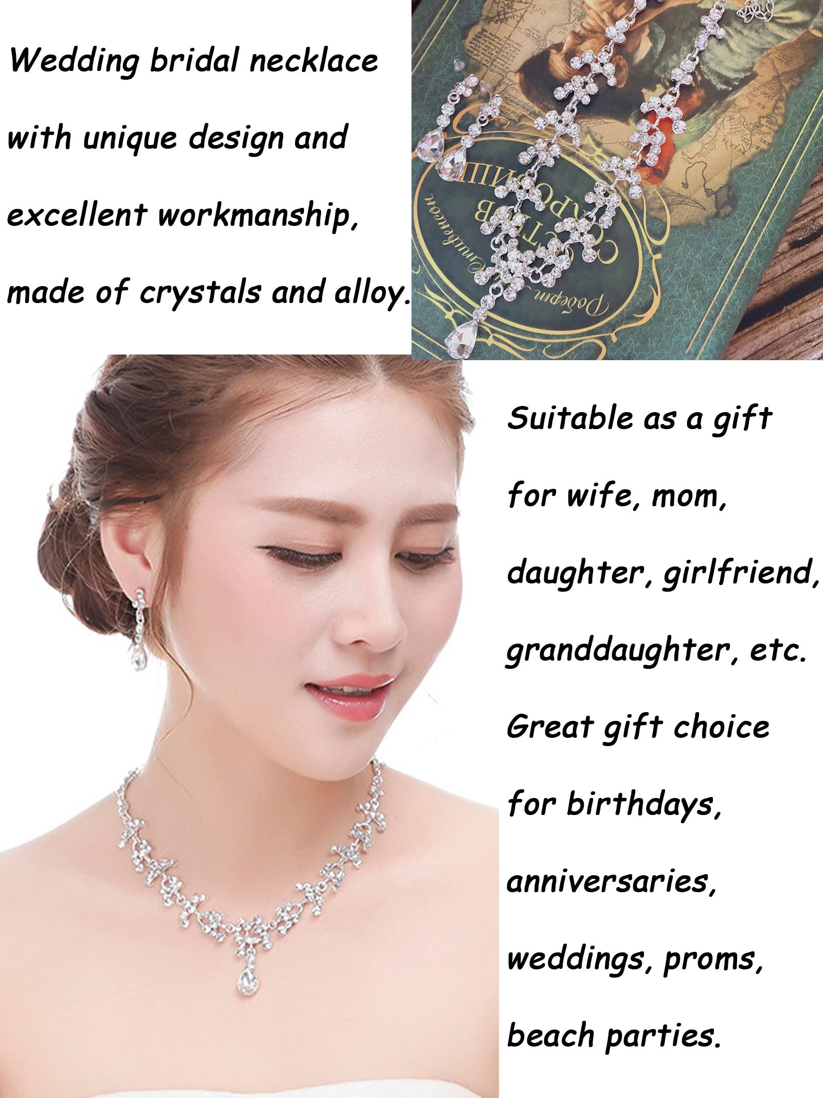 Sparkling Silver Crystal Bridal Jewelry Set - Necklace & Earrings for Weddings, Prom, Bridesmaids & Special Occasions | Elegant Wedding Guest Jewelry for Women