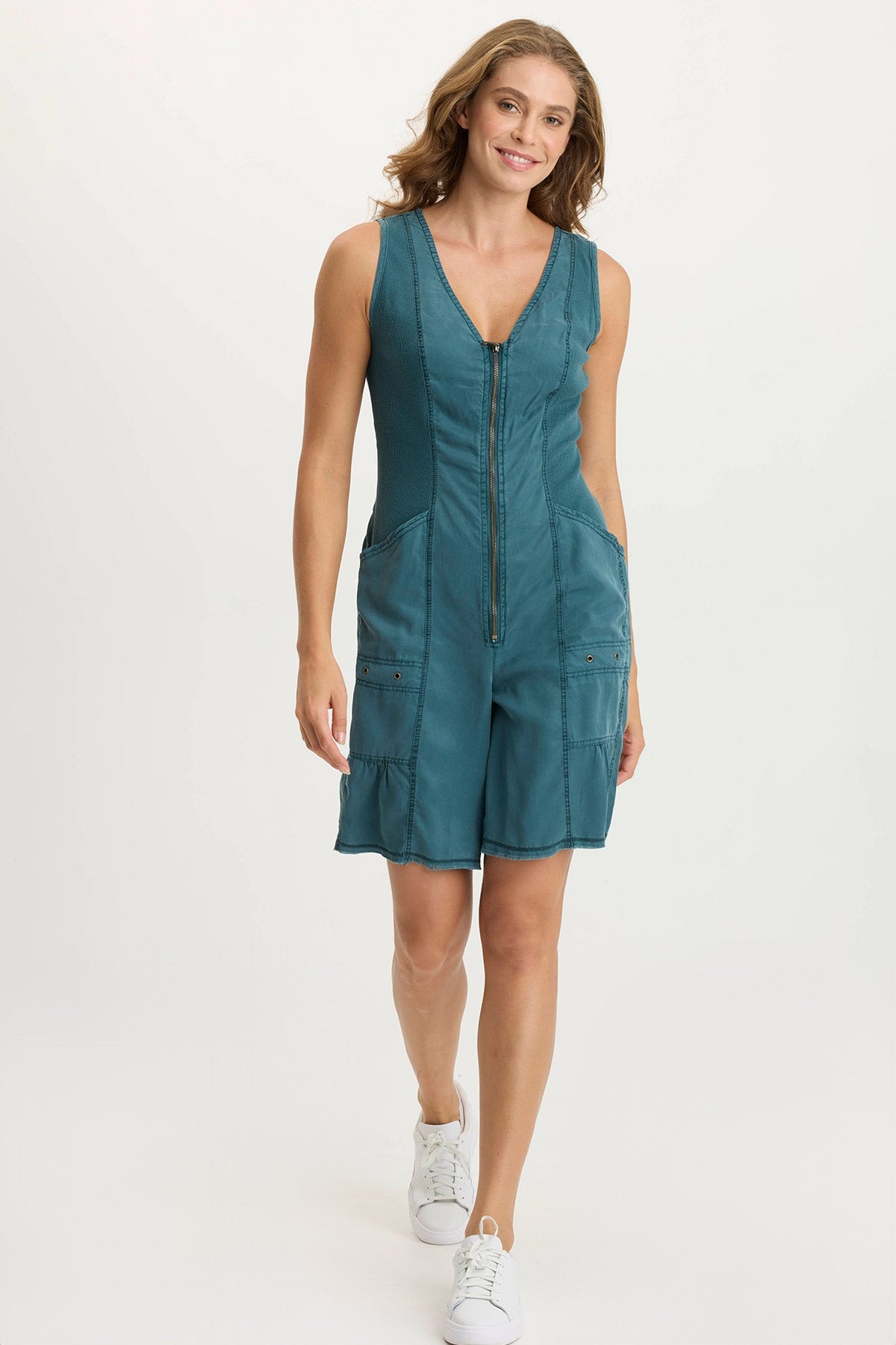 Montgomery Twill Zip-Up Romper for Women - Stylish & Comfortable Jumpsuit for Casual Outings, Travel, and Everyday Wear