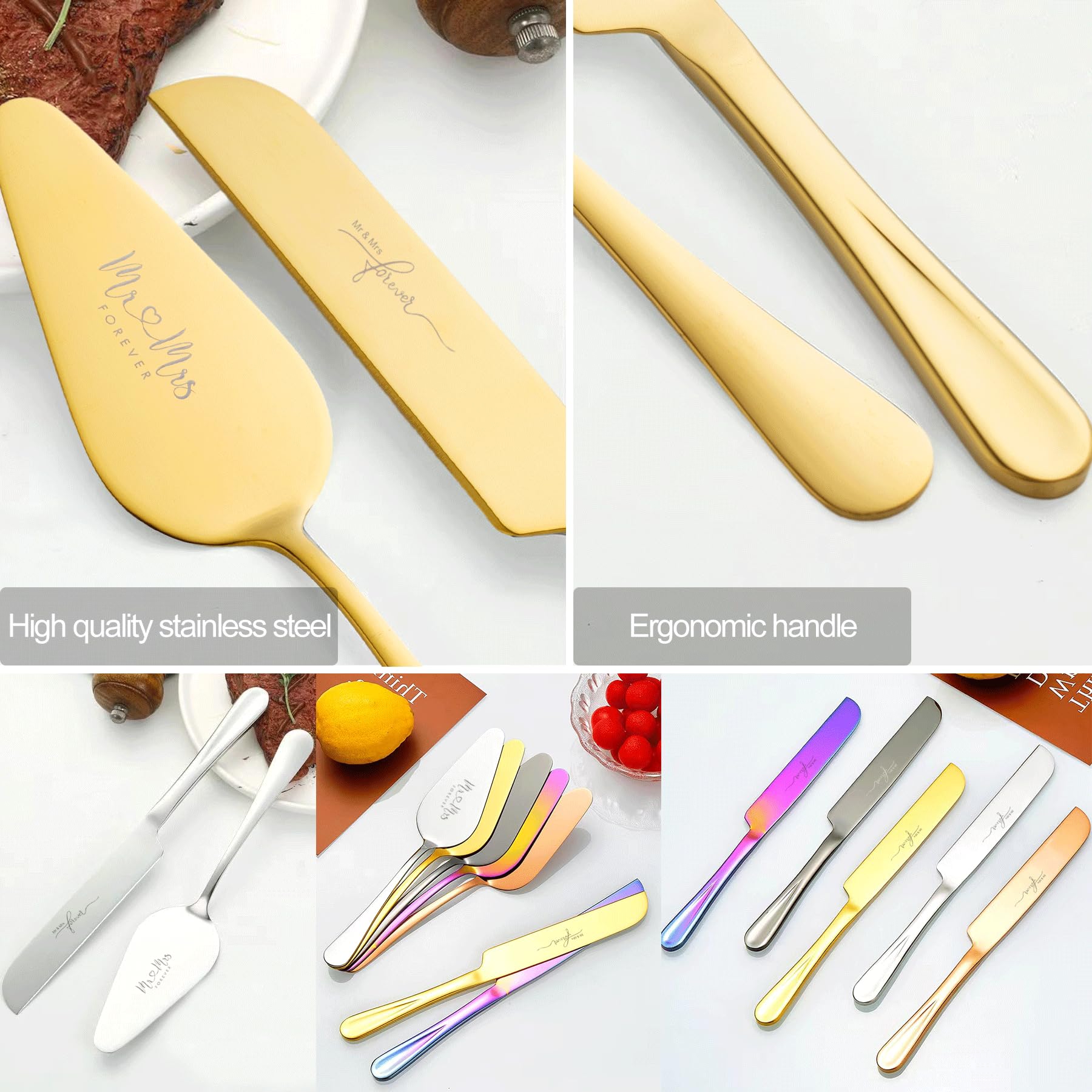 Elegant Gold Wedding Cake Knife and Server Set - Premium Cake Cutting Utensils for Bridal Showers, Anniversary Gifts & Special Occasions