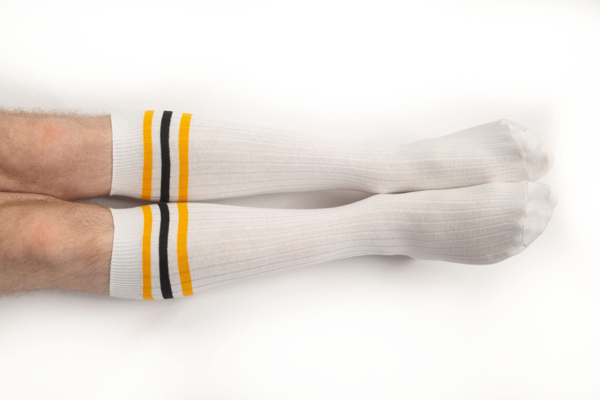 4 Pack Men's Knee High Cotton Striped Dress Socks - Over The Calf Formal Socks for Business & Office (Size 9-11) - Perfect for Work, Dress Shoes & Professional Outfits