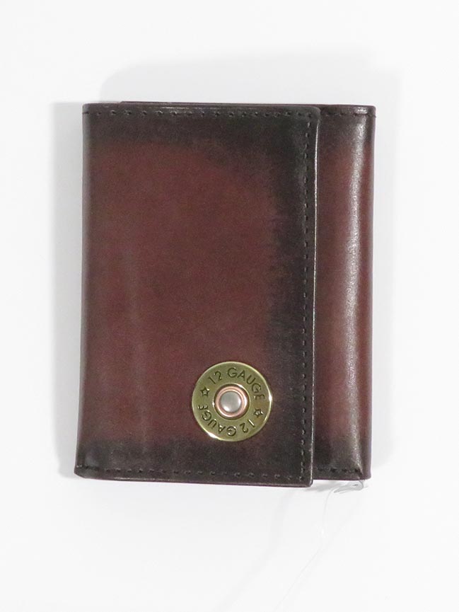 Nocona Men's 12 Gauge Outdoor Tri-Fold Leather Wallet - Genuine Brown Cowhide RFID Blocking Bifold Wallet for Everyday Carry, Travel & Outdoor Adventures