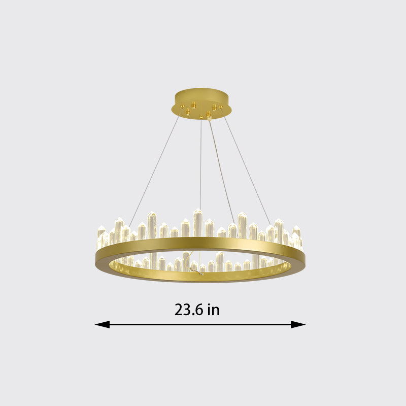 Elegant Round Crystal Polygonal Chandelier - Modern Ceiling Light Fixture for Dining Room, Living Room, Bedroom & Entryway Decor