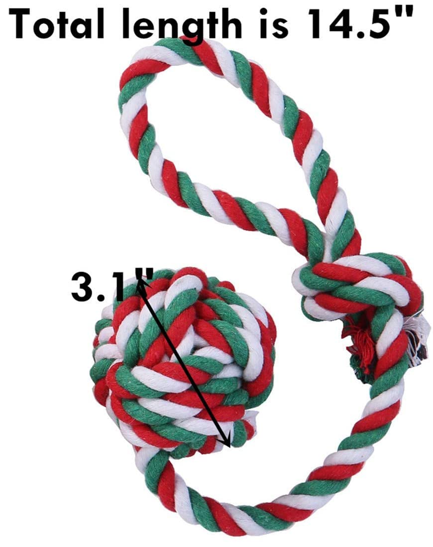 BoomBone Christmas Dog Toys 2 Pack - Durable Holiday Chew Toys for Aggressive Chewers, Interactive Rope & Squeaky Tug Toys for Small & Medium Dogs - Perfect for Indoor Play, Training & Holiday Gifting