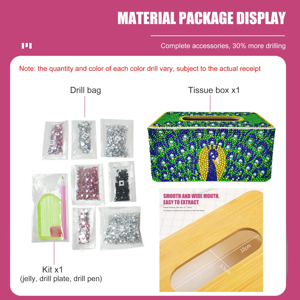 DIY Diamond Painting Tissue Box - Special Shape Drill Storage Box for Home Decor (Peafowl) | Perfect for Craft Rooms, Living Room Decor & Gift Giving
