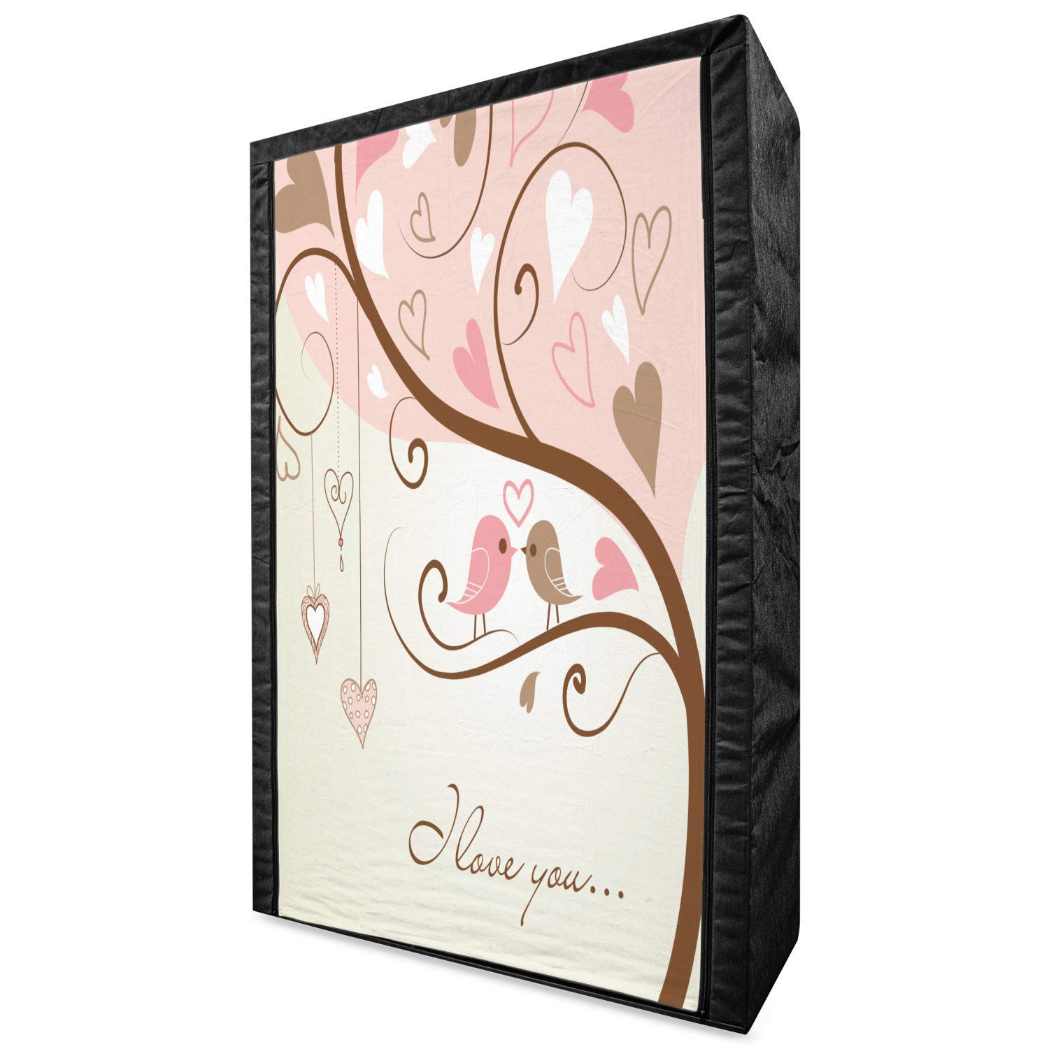 Ambesonne Love Portable Fabric Wardrobe with Birds & Heart Print - 42.5