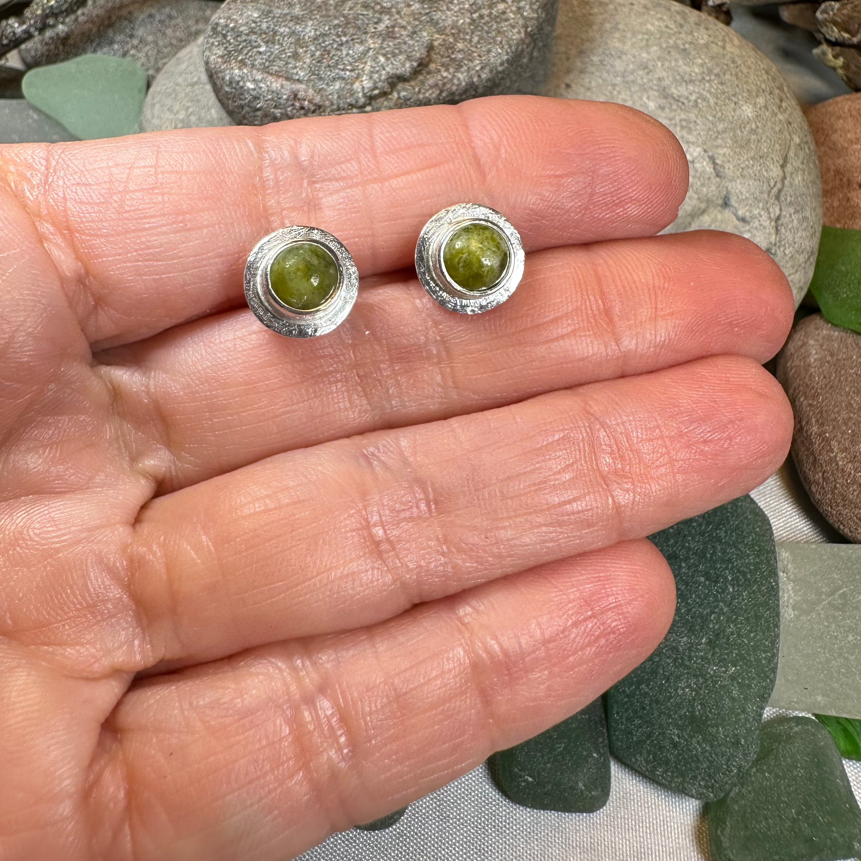 Connemara Marble Irish Coast Post Earrings - Authentic Irish Jewelry, Dainty Green Stone Stud Earrings for Women, Perfect for St. Patrick's Day Gifts & Everyday Wear