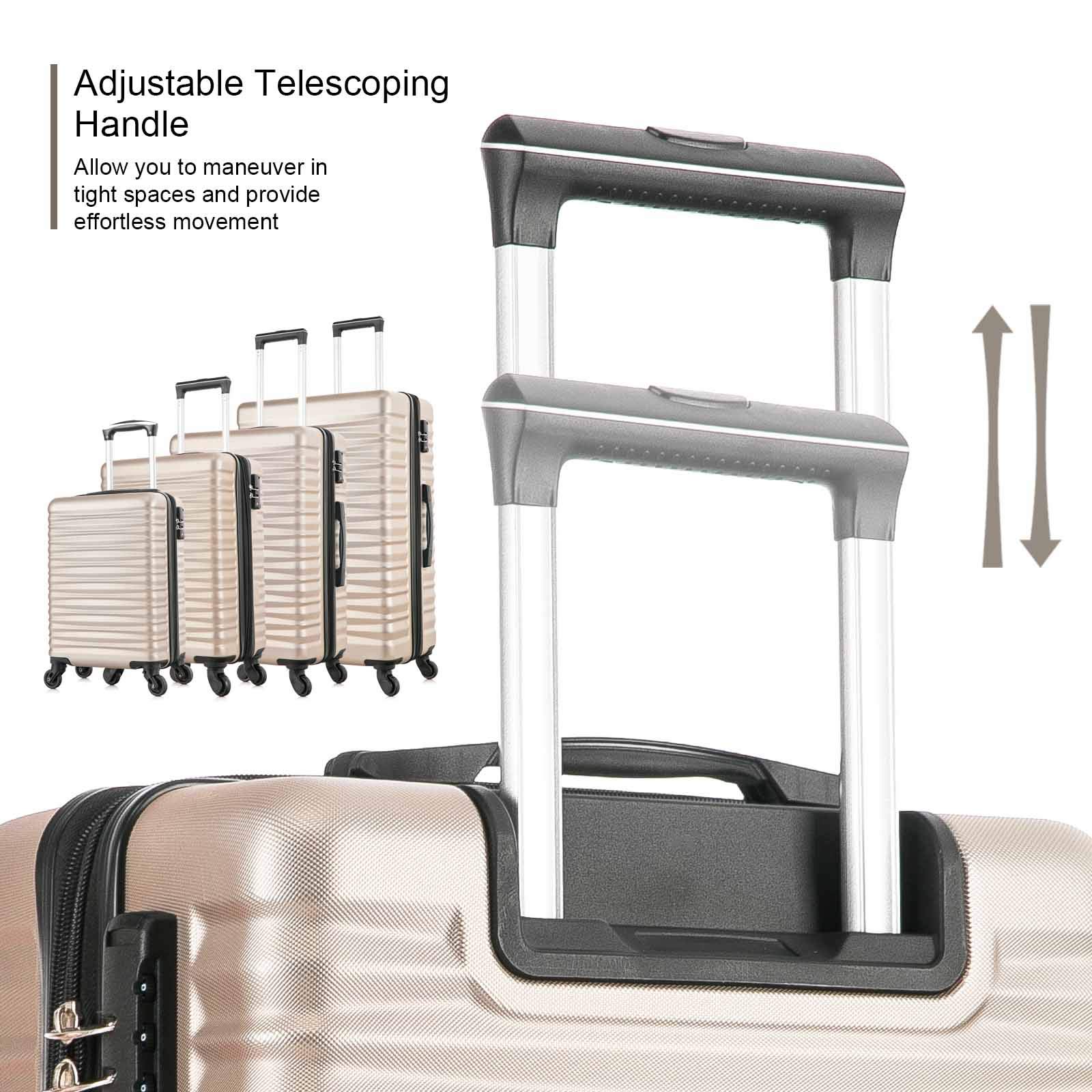 Apelila 4-Piece Expandable Hardshell ABS Luggage Set with TSA Lock & Spinner Wheels - Lightweight Travel Suitcases for Family Vacations, Business Trips & International Travel (4PC, Champagne Gold)