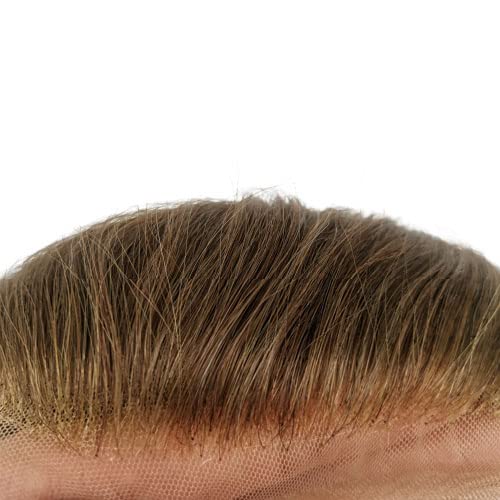 Yanahair Men's Toupee - 100% European Real Human Hair Wavy Lace Hair System with Fine French Lace Front & PU Top (8x10 Inch, #4 Light Brown) | Natural Looking Hair Replacement for Thinning Hair & Baldness | Perfect for Daily Wear, Special Occasions & Confidence Boost