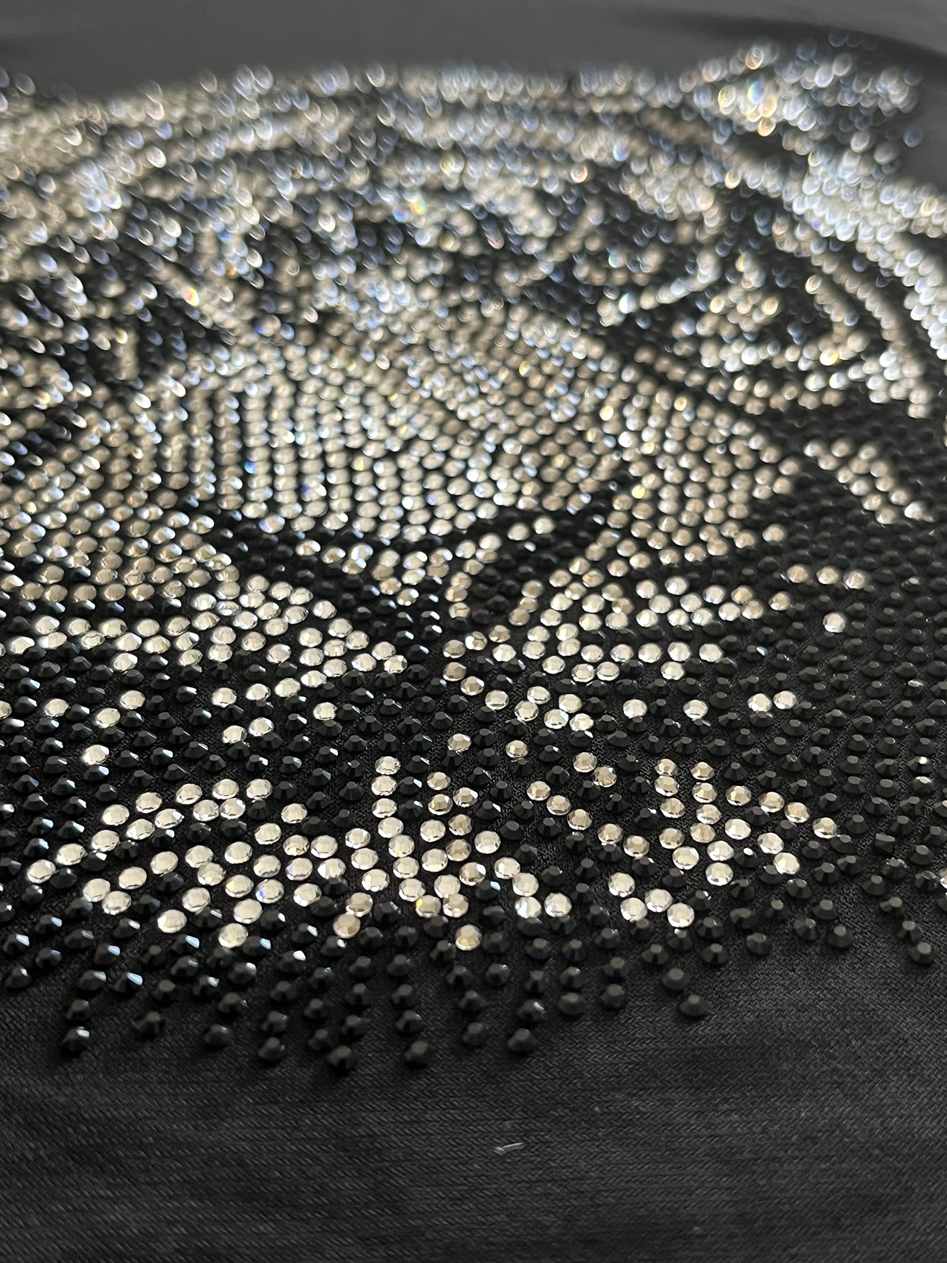 Silver Black Rhinestones Tiger Iron-On Heat Transfer Design for T-Shirts & DIY Crafts - Perfect for Custom Apparel, DIY Projects & Fashion Accessories