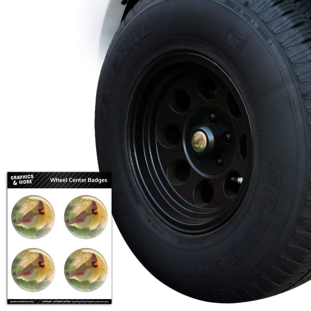 Christmas Cardinal Bird Resin-Topped Wheel Center Caps - Holiday Tire Badge Stickers for Cars, Trucks & SUVs - Perfect for Festive Vehicle Decorations & Gift Giving