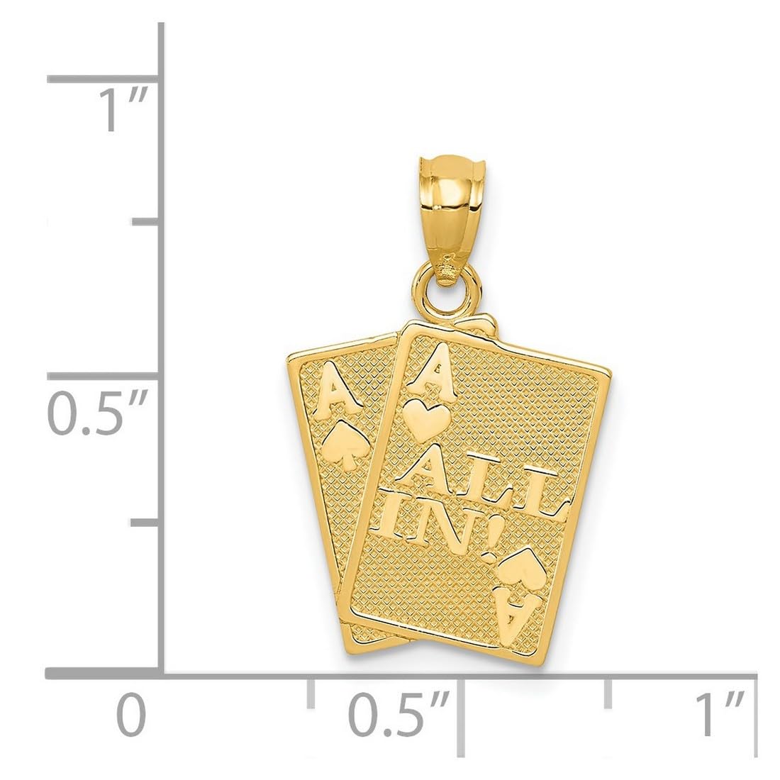 14K Yellow Gold Ace of Love Hearts & Spade Playing Card Pendant Necklace for Women - 21x14mm Elegant Jewelry Gift for Valentine's Day, Anniversary & Romantic Occasions