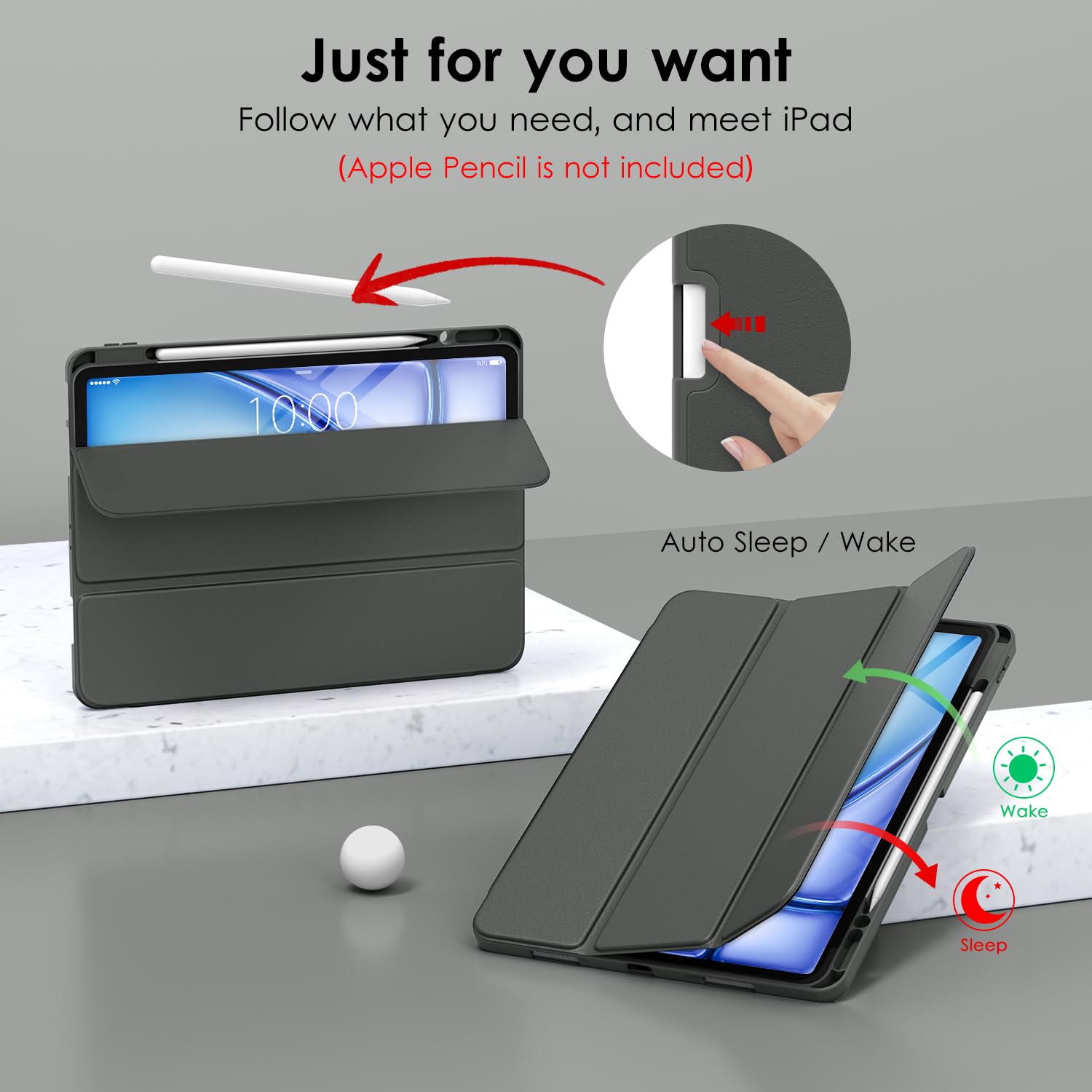 DTTO Slim Trifold Stand Case for iPad Air 13