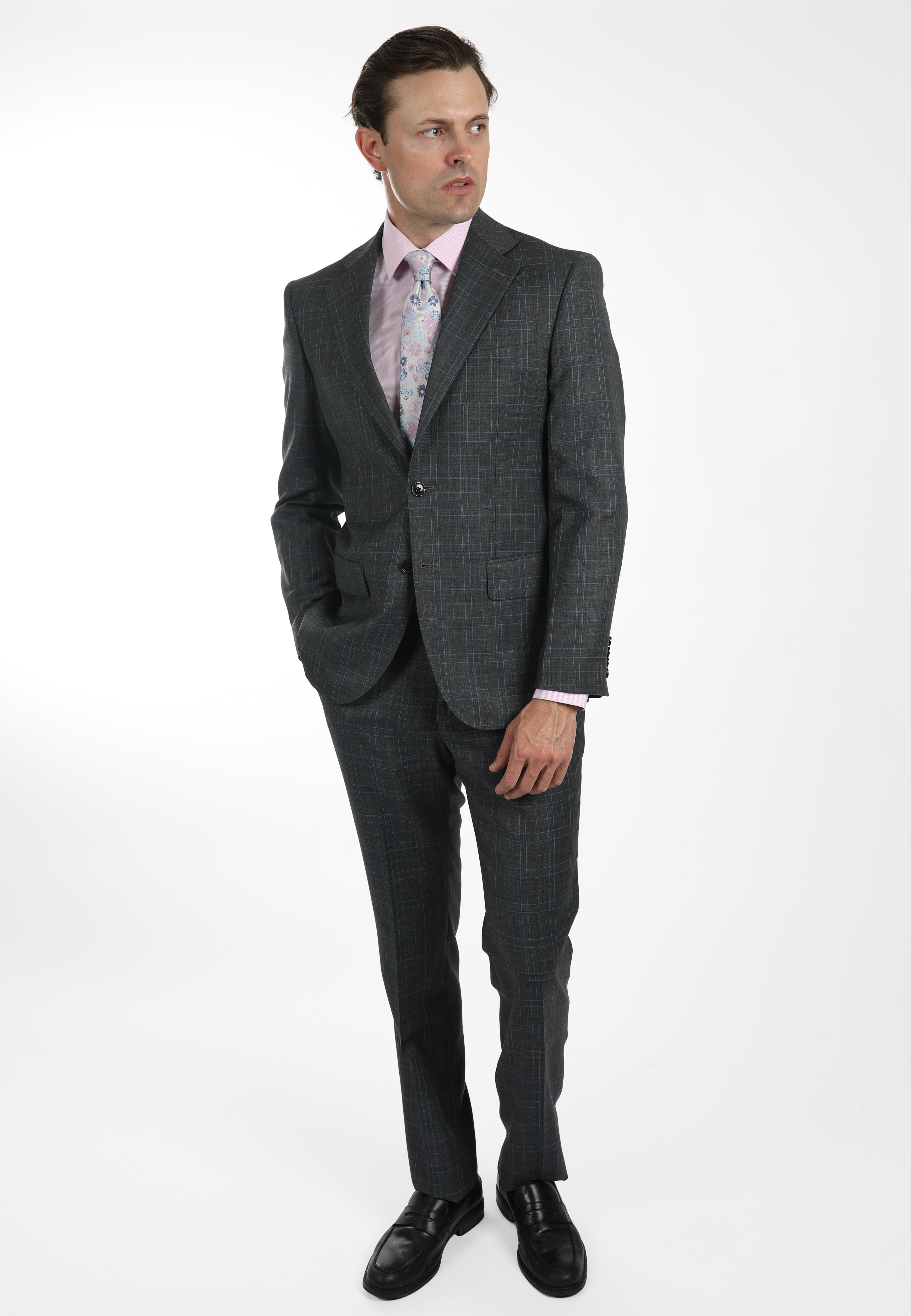 Stylish Grey Brinsley Pow Check Jacket for Men - Trendy Plaid Blazer for Office, Casual Outfits & Fall Fashion