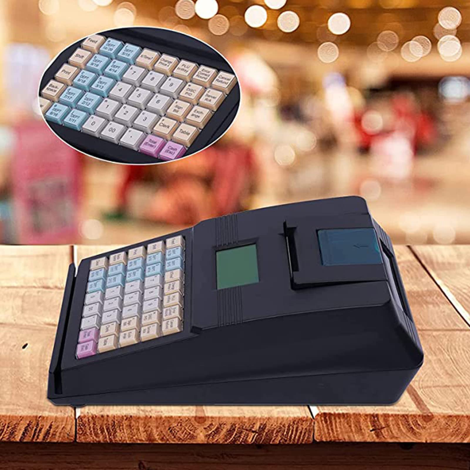 40-Key Electronic Cash Register with Receipt & Journal Printers - 8-Digit LED Display for Small Business, Retail Store, Supermarket & Convenience Shop | Black POS System for Fast Checkout & Inventory Management