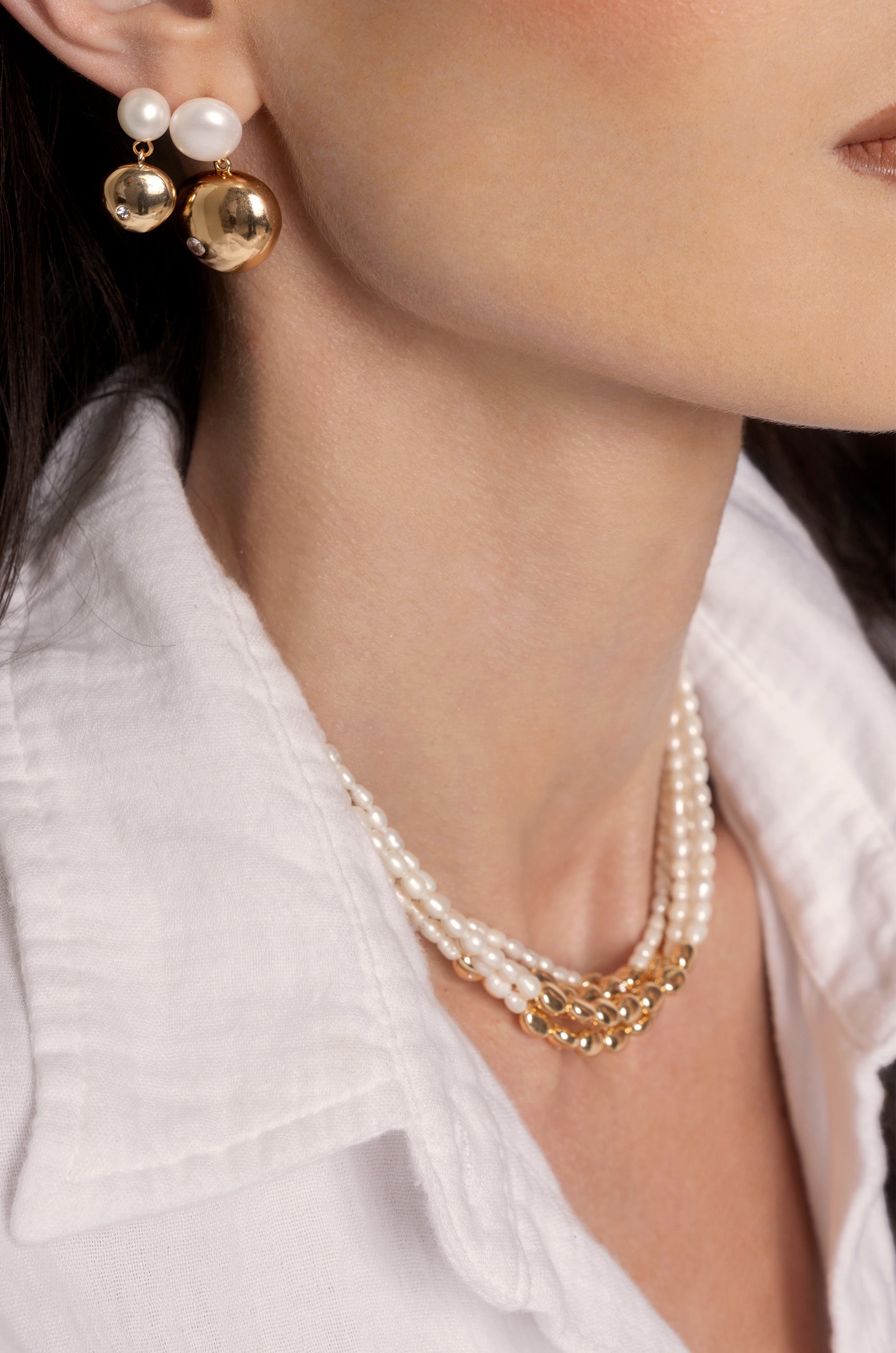 Elegant Freshwater Pearl Polished Pebble Necklace for Women - Perfect for Weddings, Parties & Everyday Wear