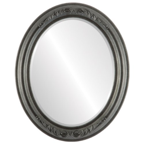 Florence Style Oval Beveled Wall Mirror - Black & Silver Frame - 16x20 Inches - Elegant Home Decor for Living Room, Bedroom, Entryway & Bathroom