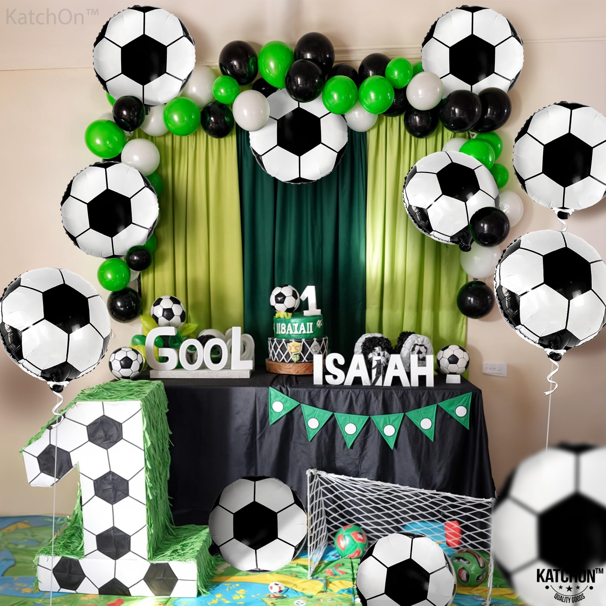 KatchOn 18 Inch Black and White Soccer Balloons - Pack of 10 | Soccer Party Decorations, Birthday Balloon Arch Kit | Perfect for Soccer Themed Parties, Baby Showers & Game Day Decor