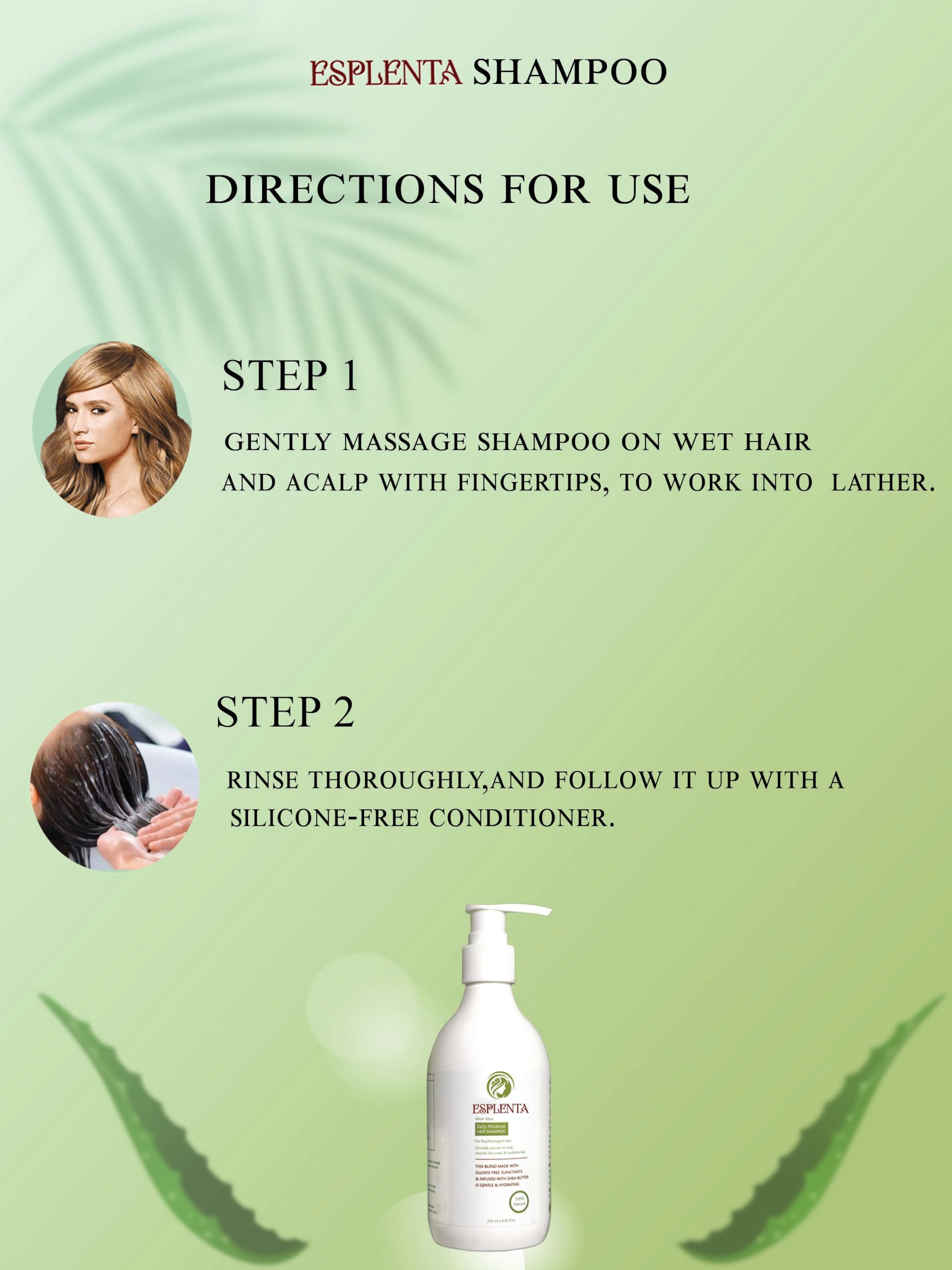 ESPLENTA Aloe Vera Moisturizing Shampoo & Hair Mask Set (250ml x 2) - Strengthens & Nourishes All Hair Types for Men & Women - Perfect for Dry, Damaged Hair Care & Scalp Hydration