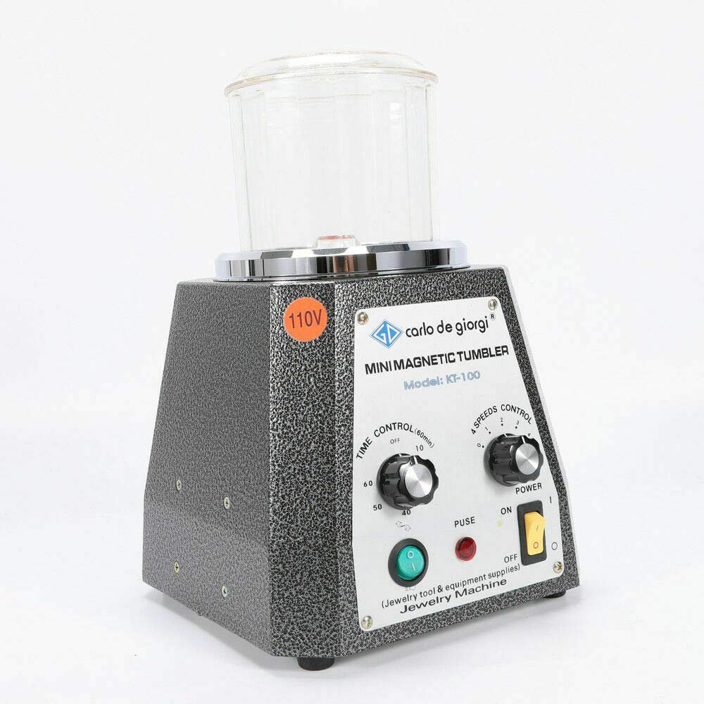 KT-100 Magnetic Tumbler - 100mm Jewelry Polisher & Finisher with 4-Speed Control for Metal, Silver, Gold Jewelry Cleaning & Polishing - Perfect for Jewelry Makers, DIY Crafts & Small Workshop Use